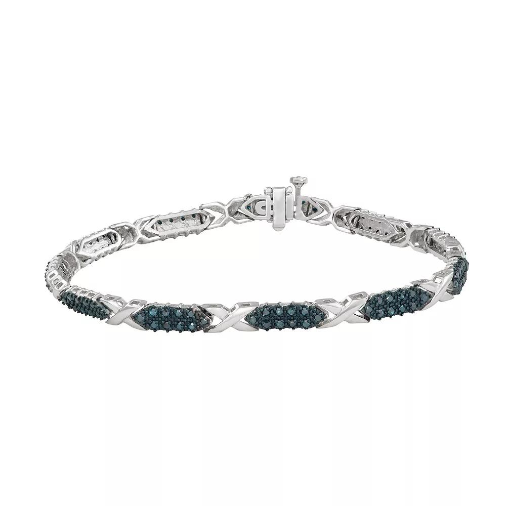 Jewelexcess Sterling Silver 1 1/2 Carat Blue Diamond Accent Bracelet, Women's, Size: 7.5", Silver Tone Product Image