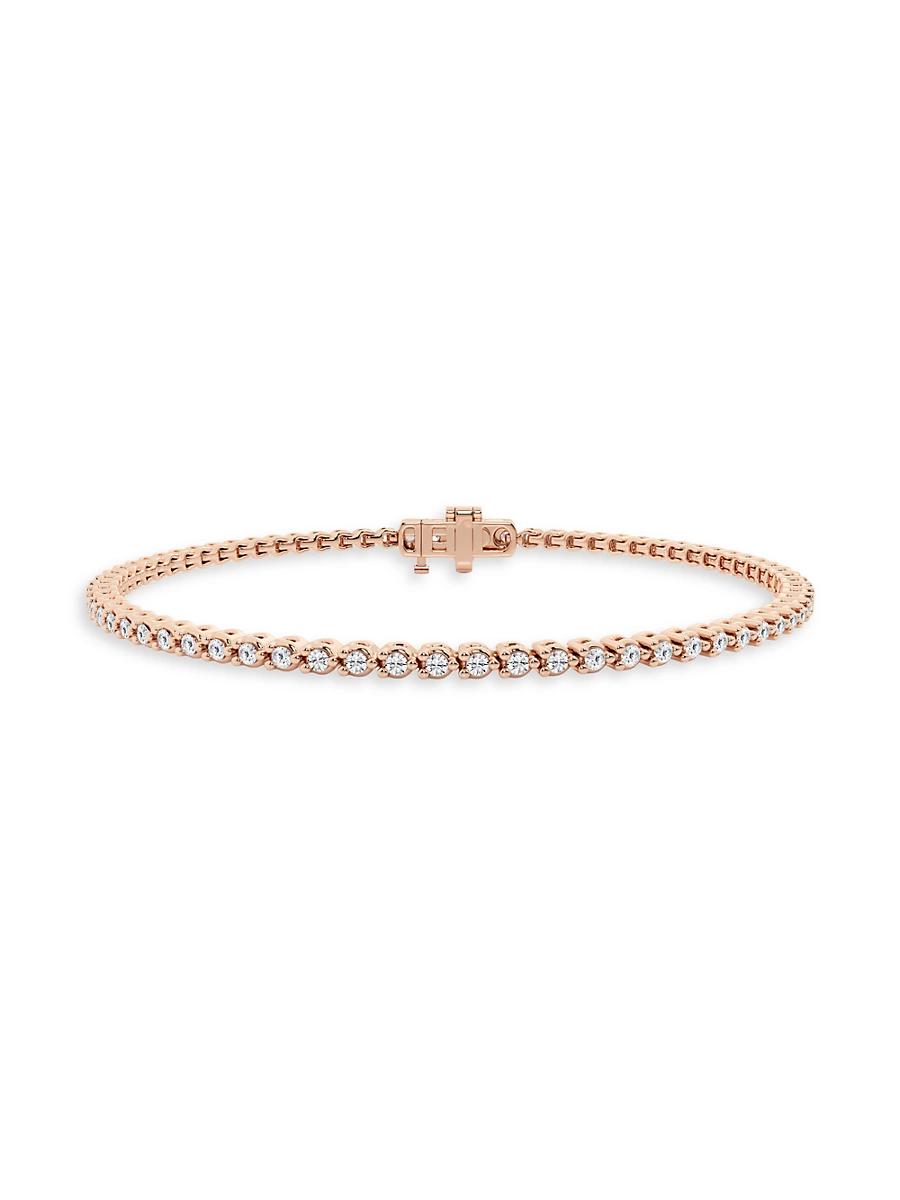 Womens 14K Rose Gold & Natural Diamond Tennis Bracelet/1.00-10.00 TCW Product Image