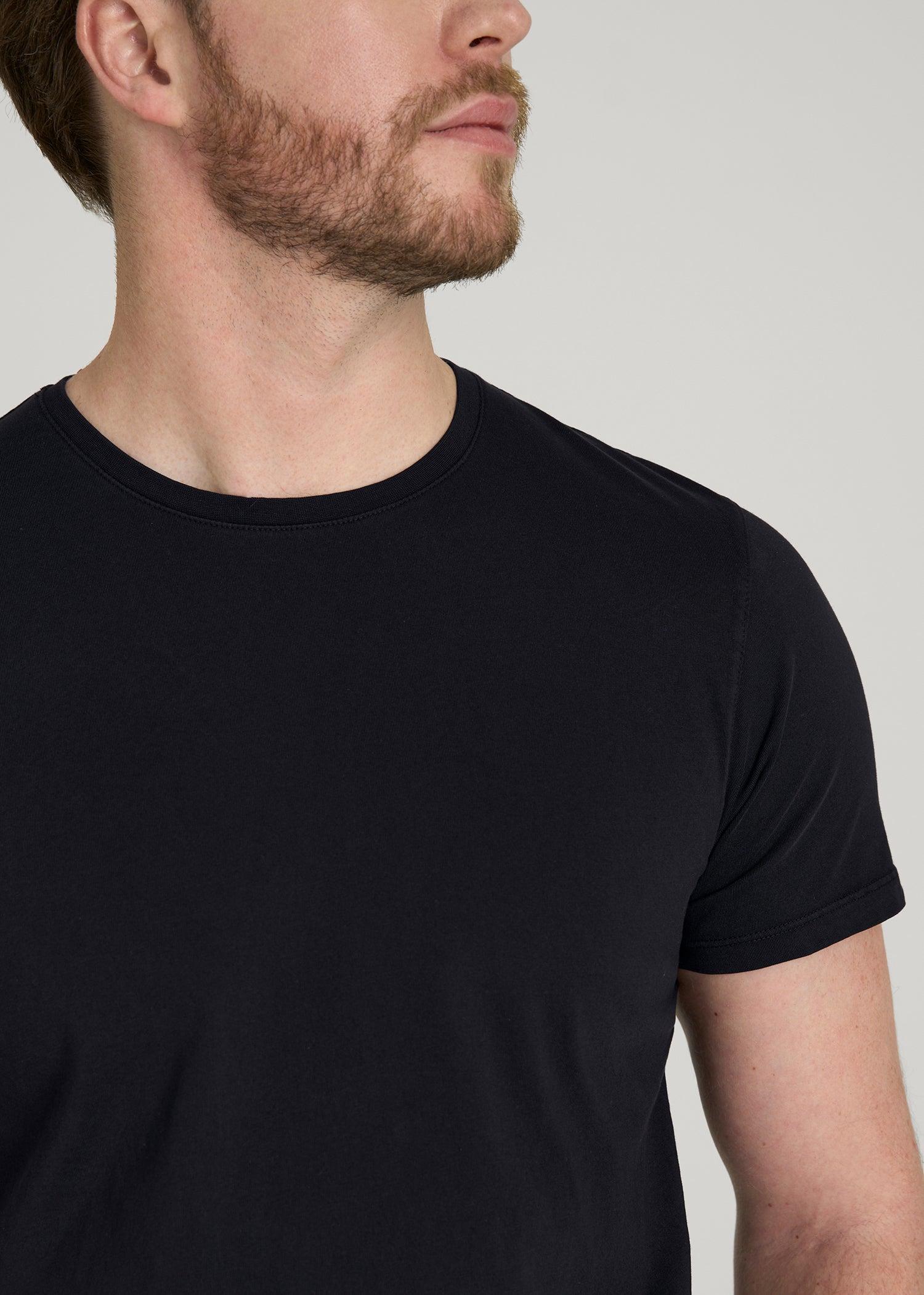 Modern Fit Garment Dyed Cotton T-Shirt for Tall Men in Black Male Product Image