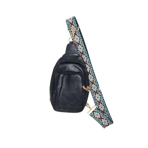 Boho Chic Sling Bag with Embroidered Strap Product Image