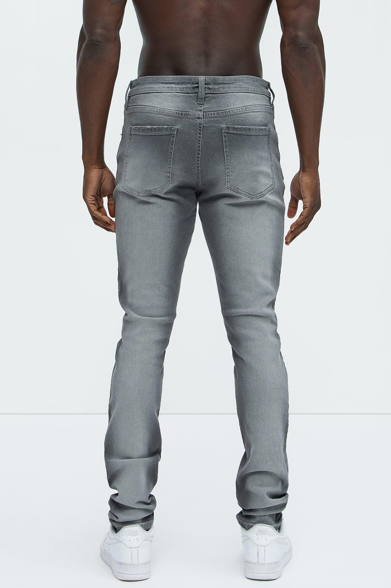 Take No L's Stacked Skinny Jeans - Grey Product Image