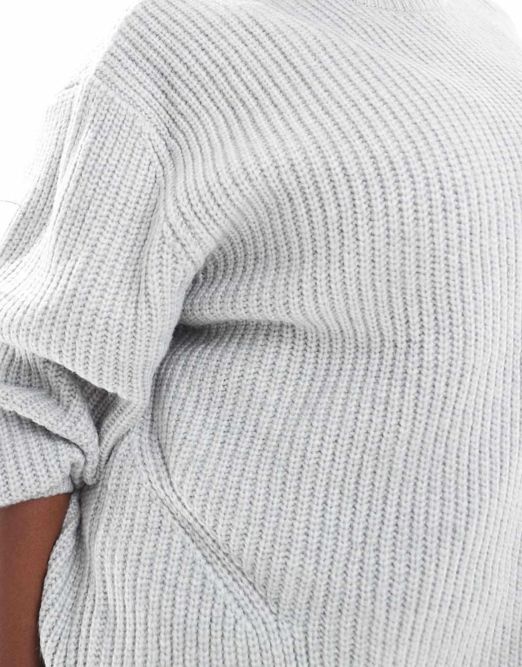 ASOS DESIGN Curve chunky crew neck rib sweater in light gray Product Image
