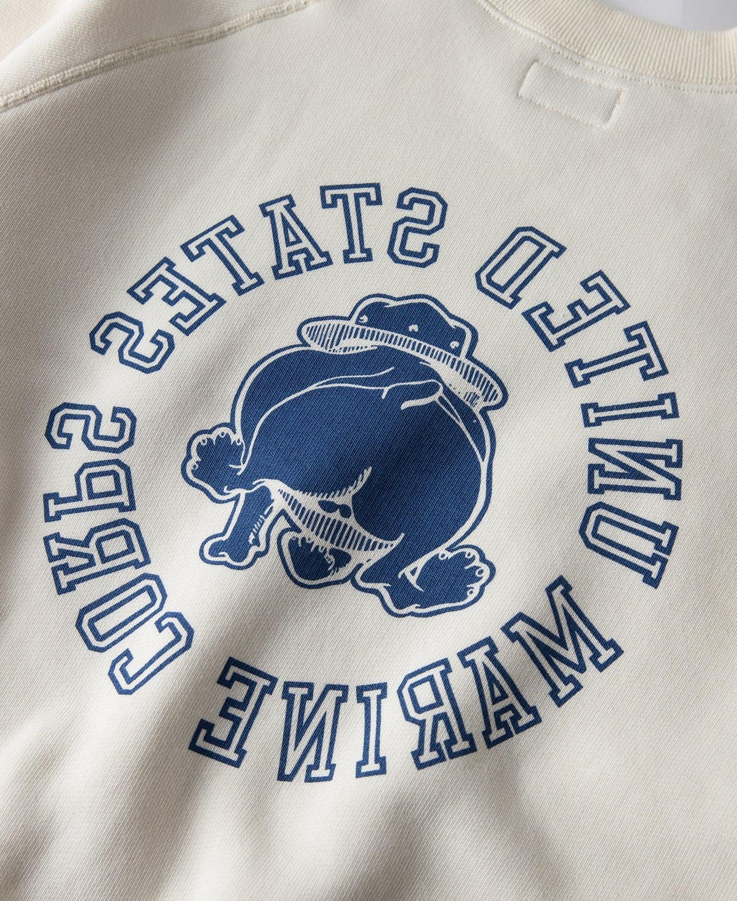 1980s Marine Devil Dog Raglan Sweatshirt - White Product Image