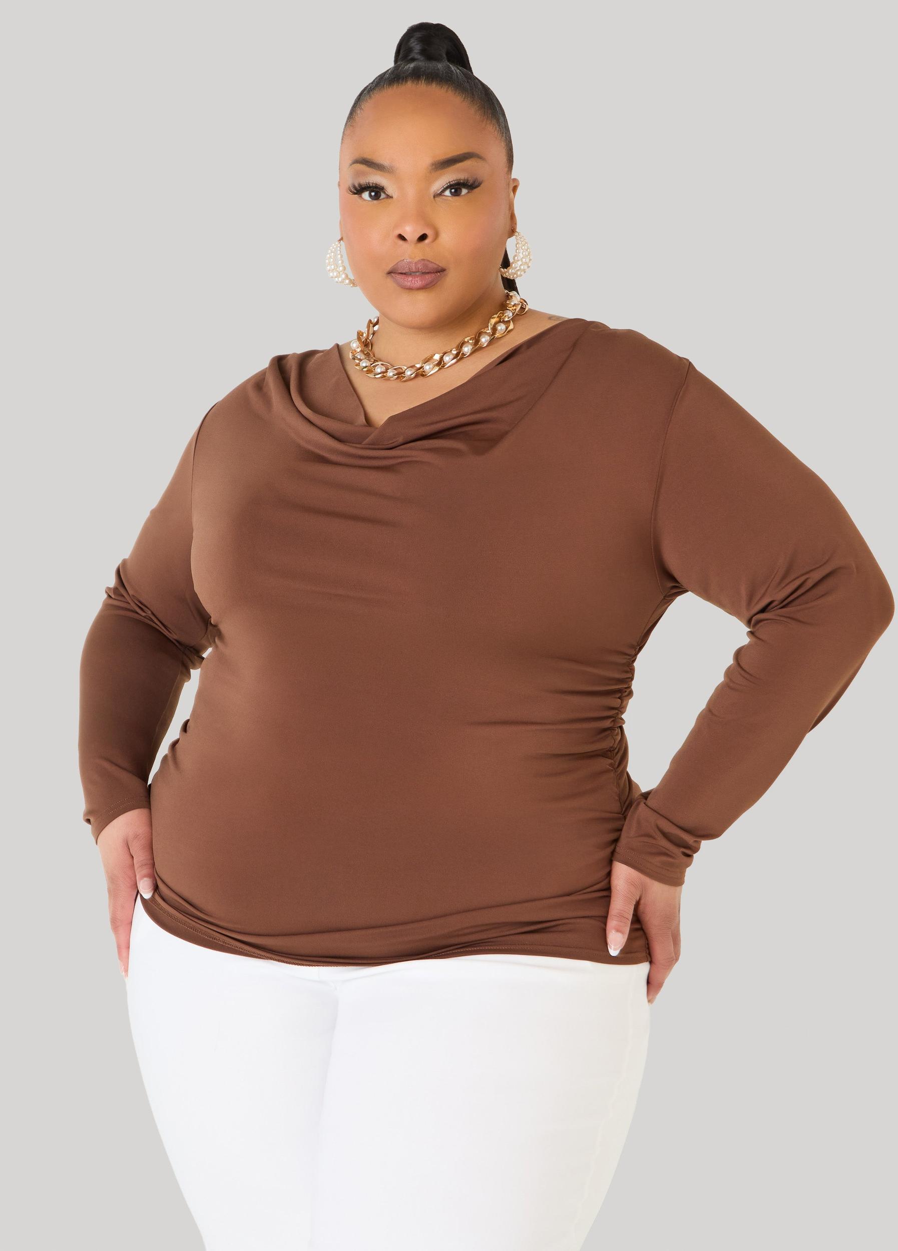 Cowl Neck Ruched Top Product Image