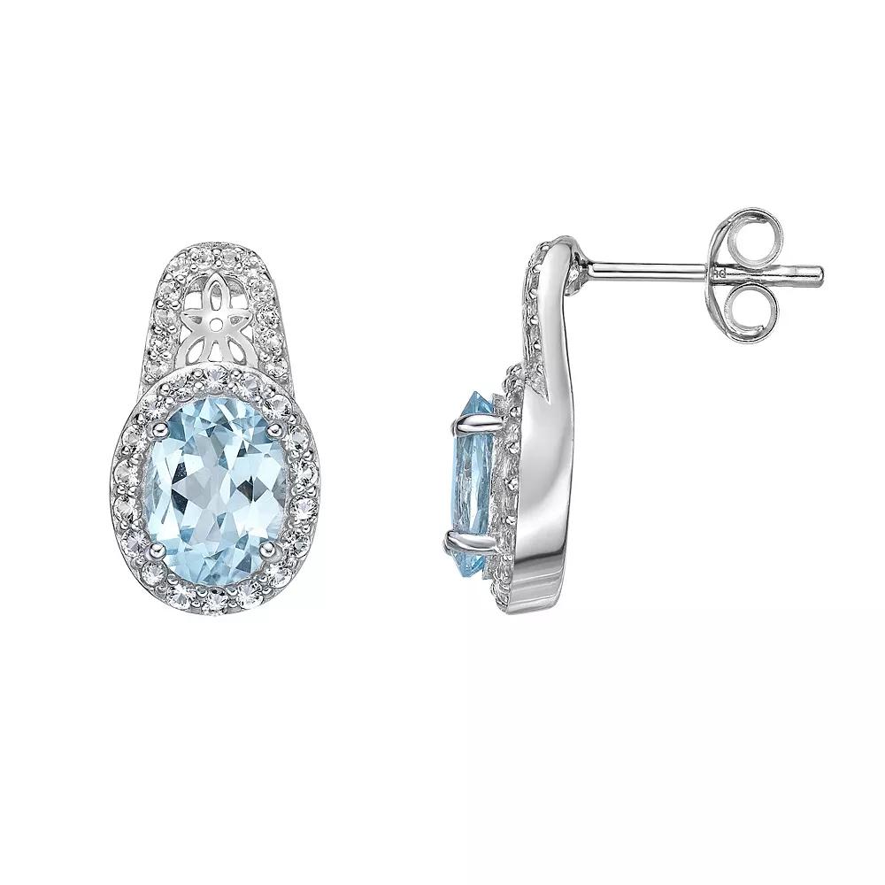 Gemminded Sterling Silver Sky Blue & White Topaz Earrings, Women's Product Image