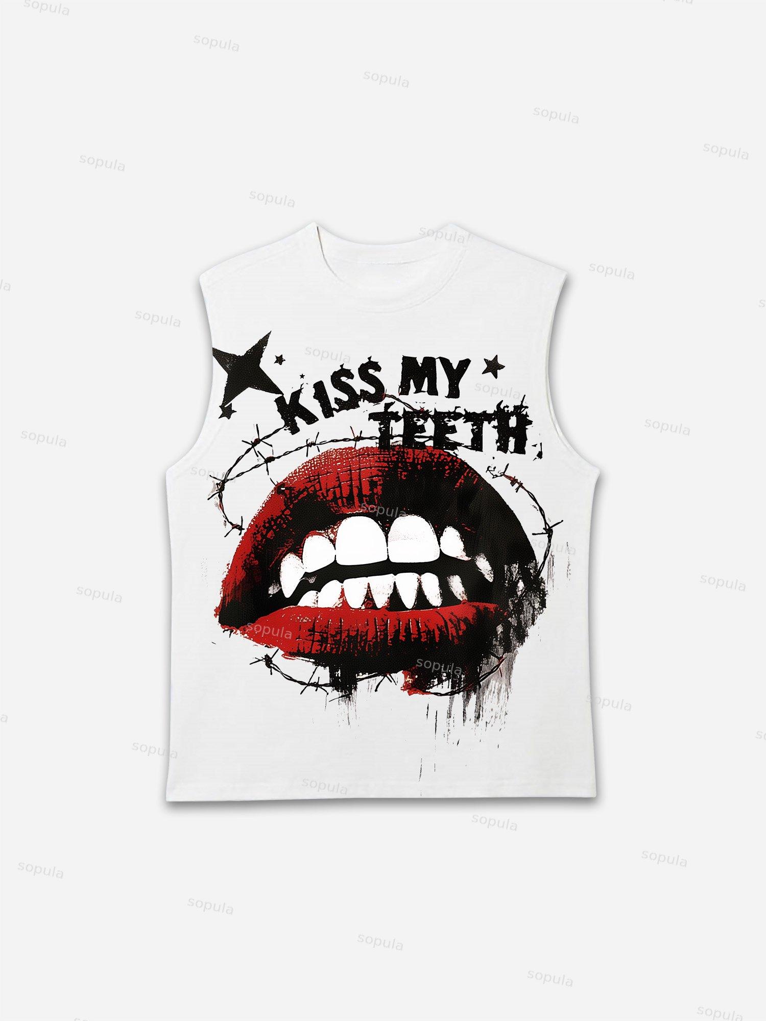Kiss My Teeth Barbed Print Graphic Tank Top Product Image