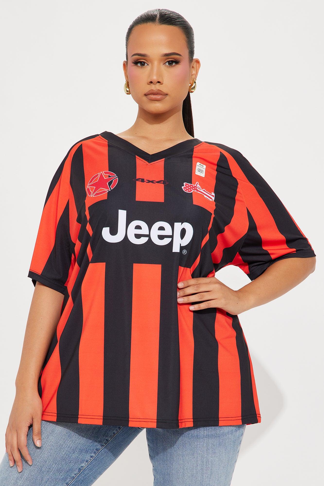 Jeep Wrangler Striped Jersey Tee - Red/Black Product Image