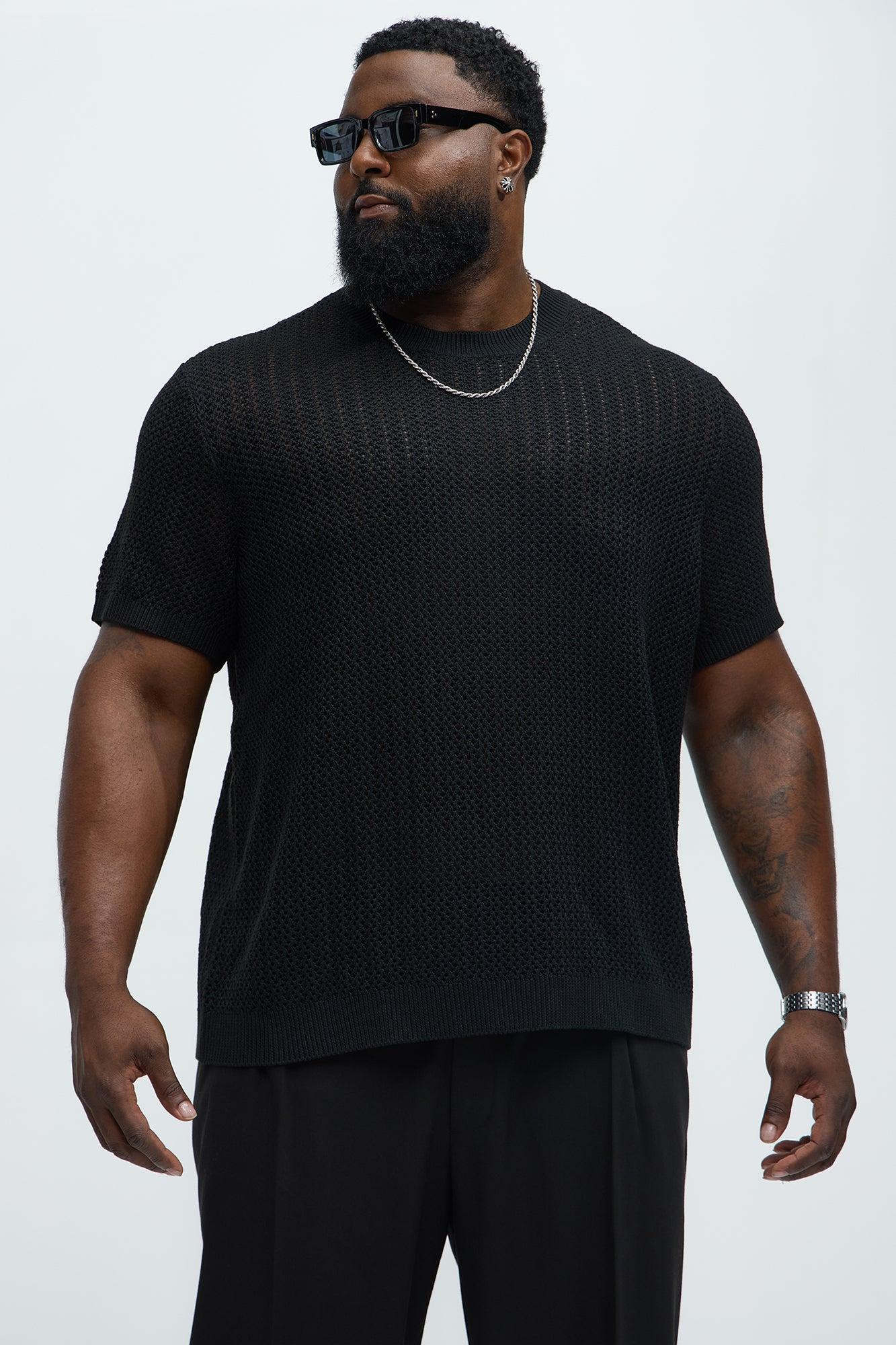 Jace Crochet Short Sleeve Tee - Black Product Image
