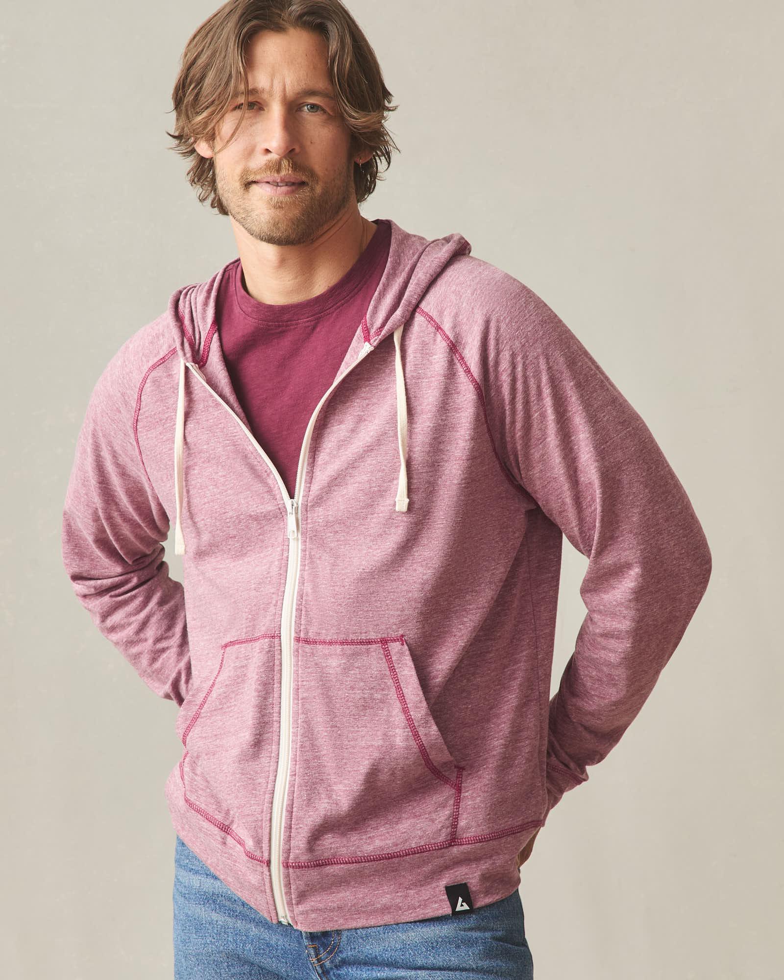 Men's Lightweight Full Zip - Bonfire Red Heather Product Image