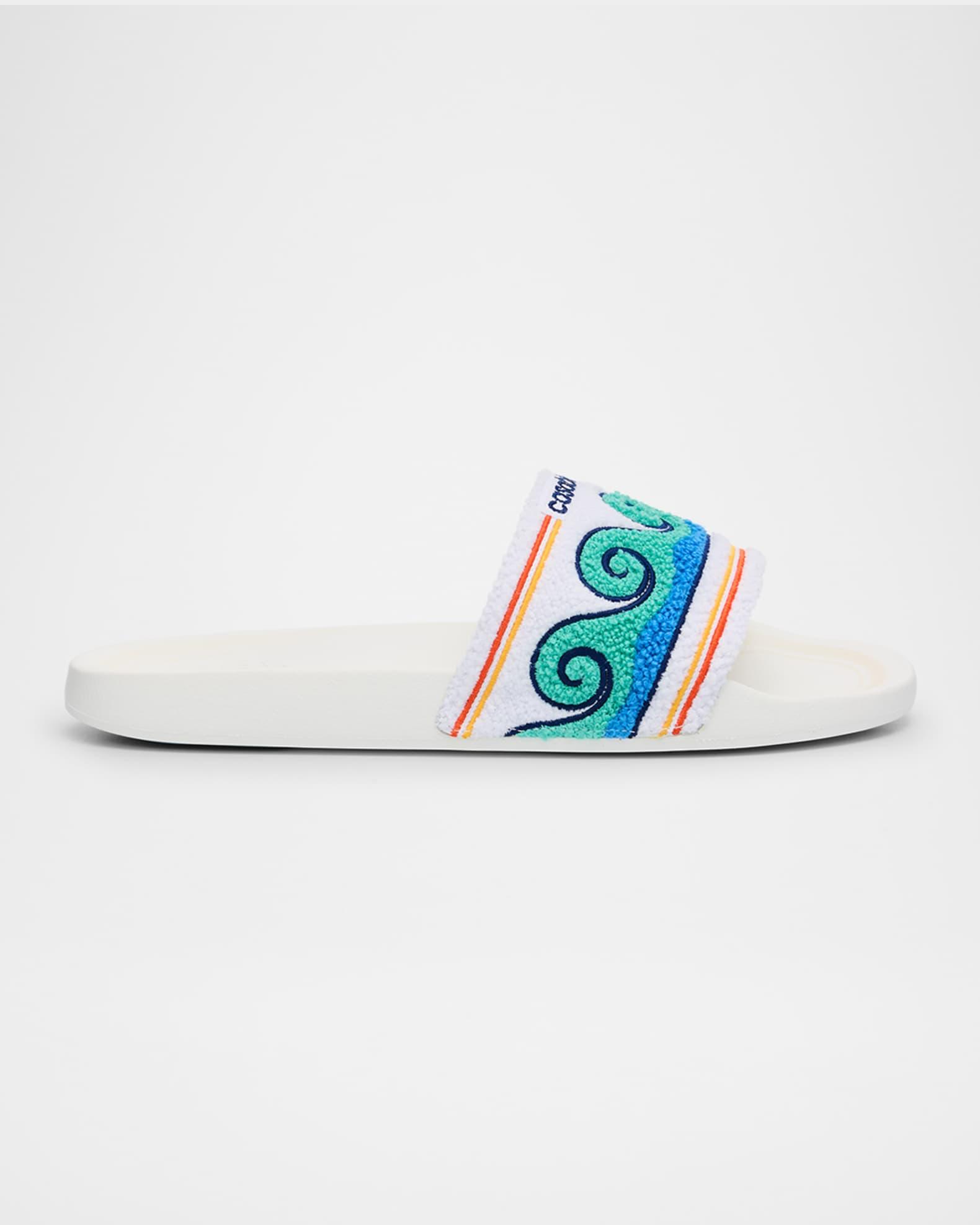 Men's Embroidered Terry Slide Sandals Product Image