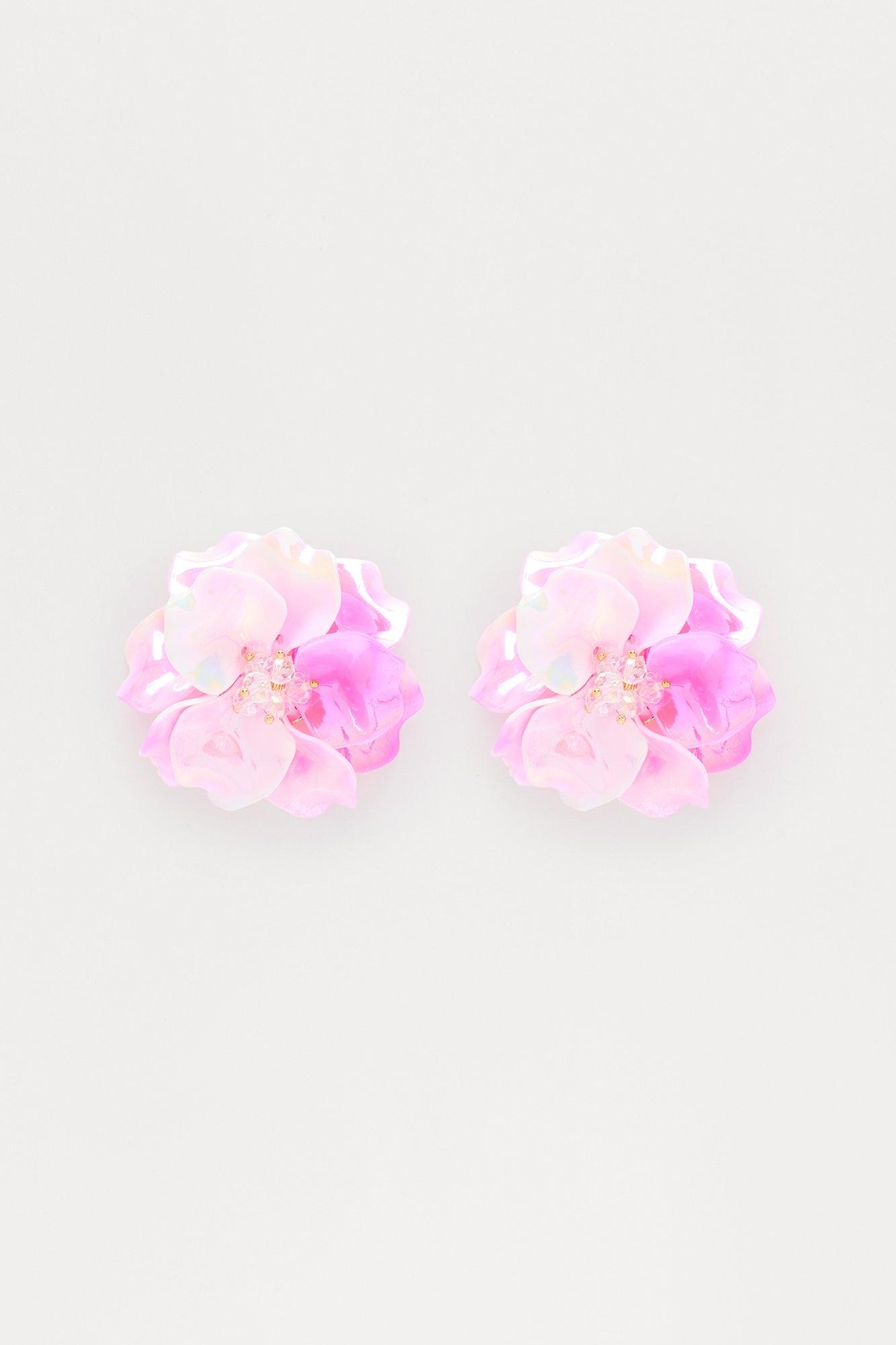 Suzette Floral Stud Earrings - Pink Product Image