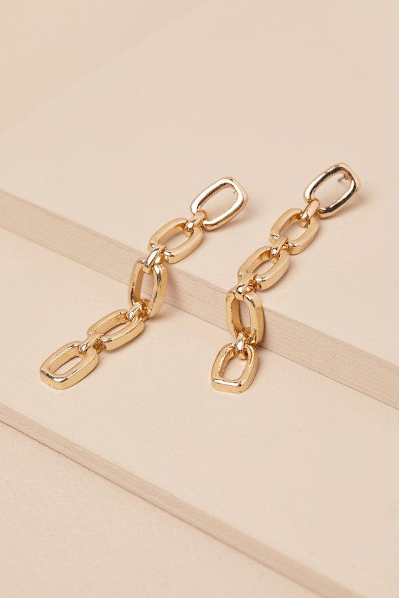 Kiera Gold Chain Link Drop Earrings Product Image