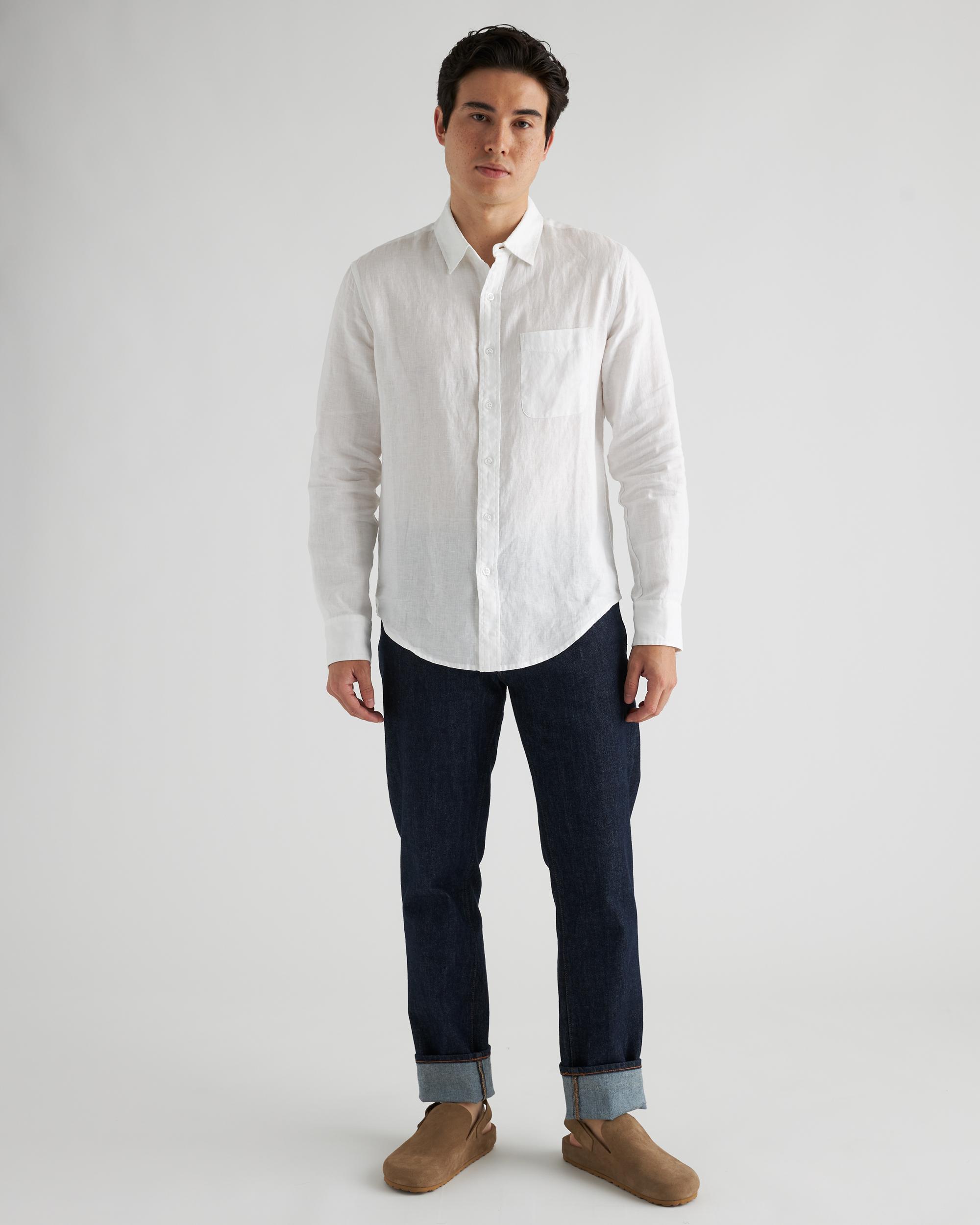 Quince | Men's 100% European Linen Relaxed Long Sleeve Pocket Shirt Product Image