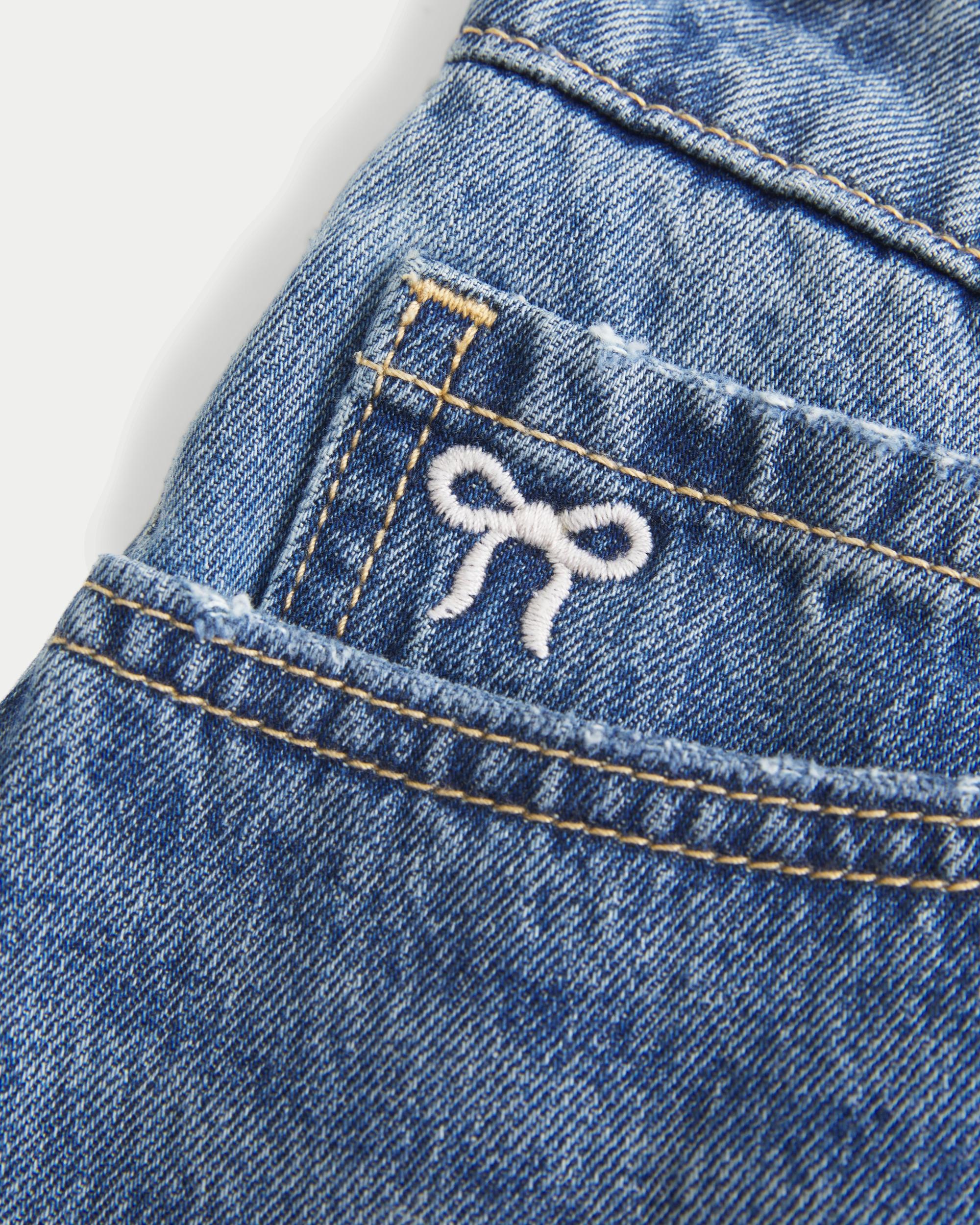 Curvy Low-Rise Denim Mini Skort Product Image