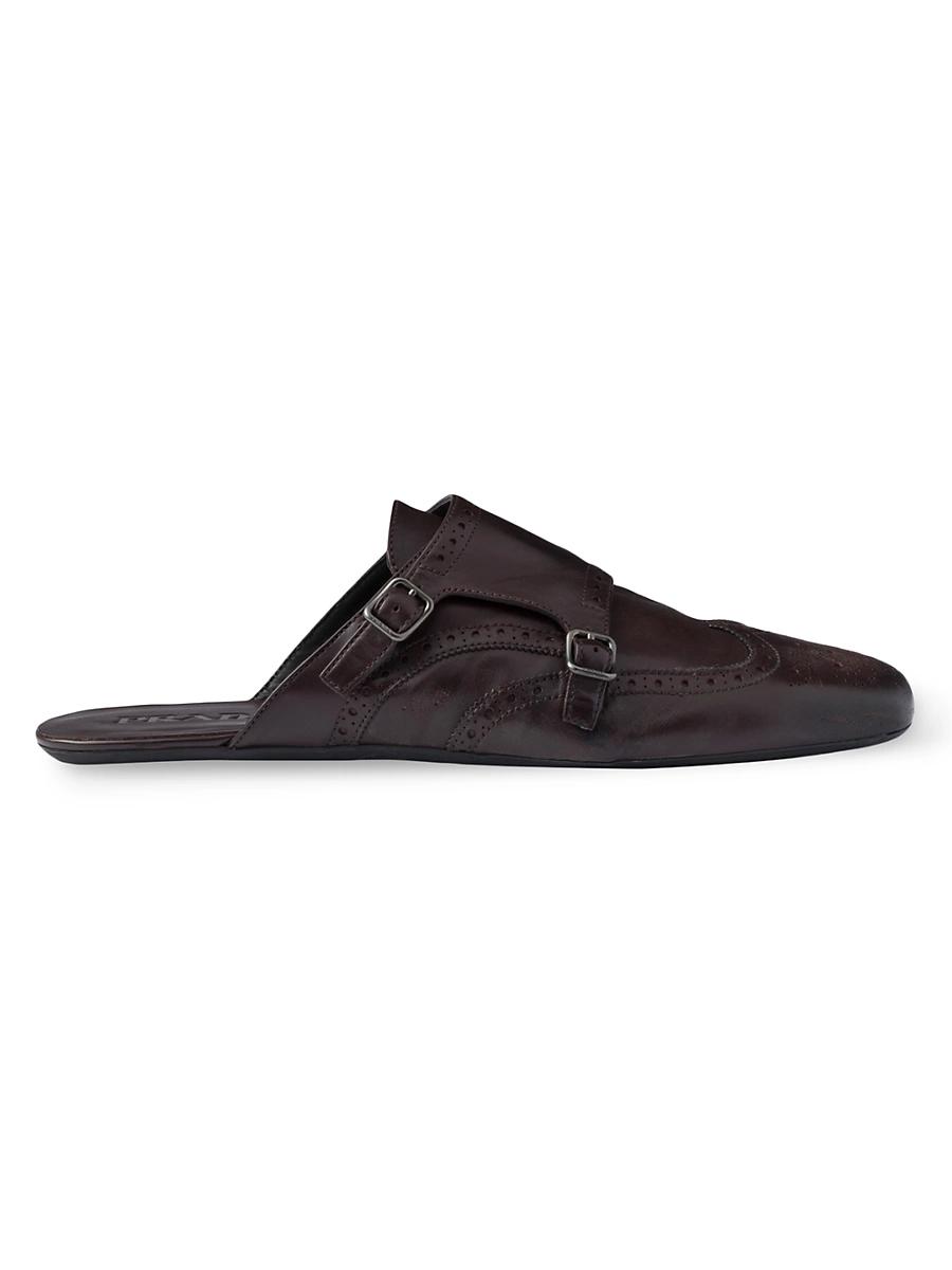 Mens Shuffle Leather Double-Monk Strap Mules Product Image