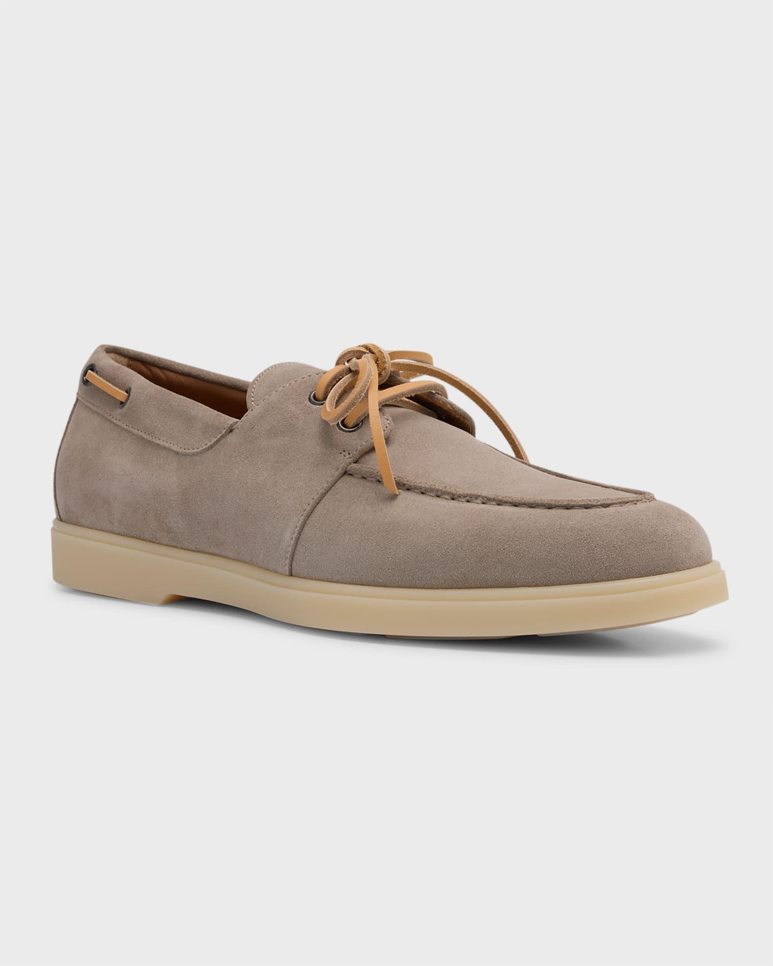 Men's Suede Metal Logo Boat Shoes Product Image