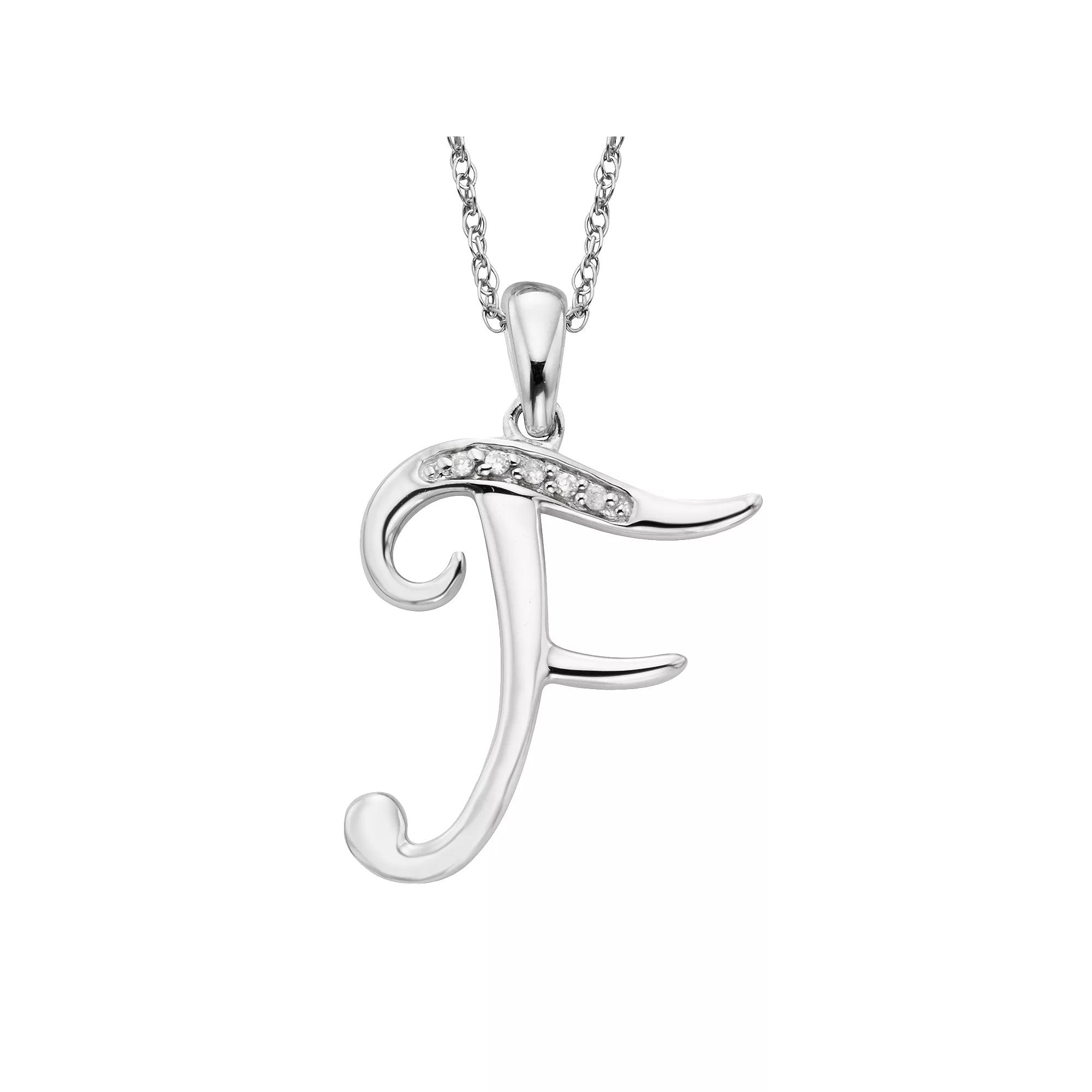 Sterling Silver Diamond Accent Initial Pendant, Women's,  Product Image