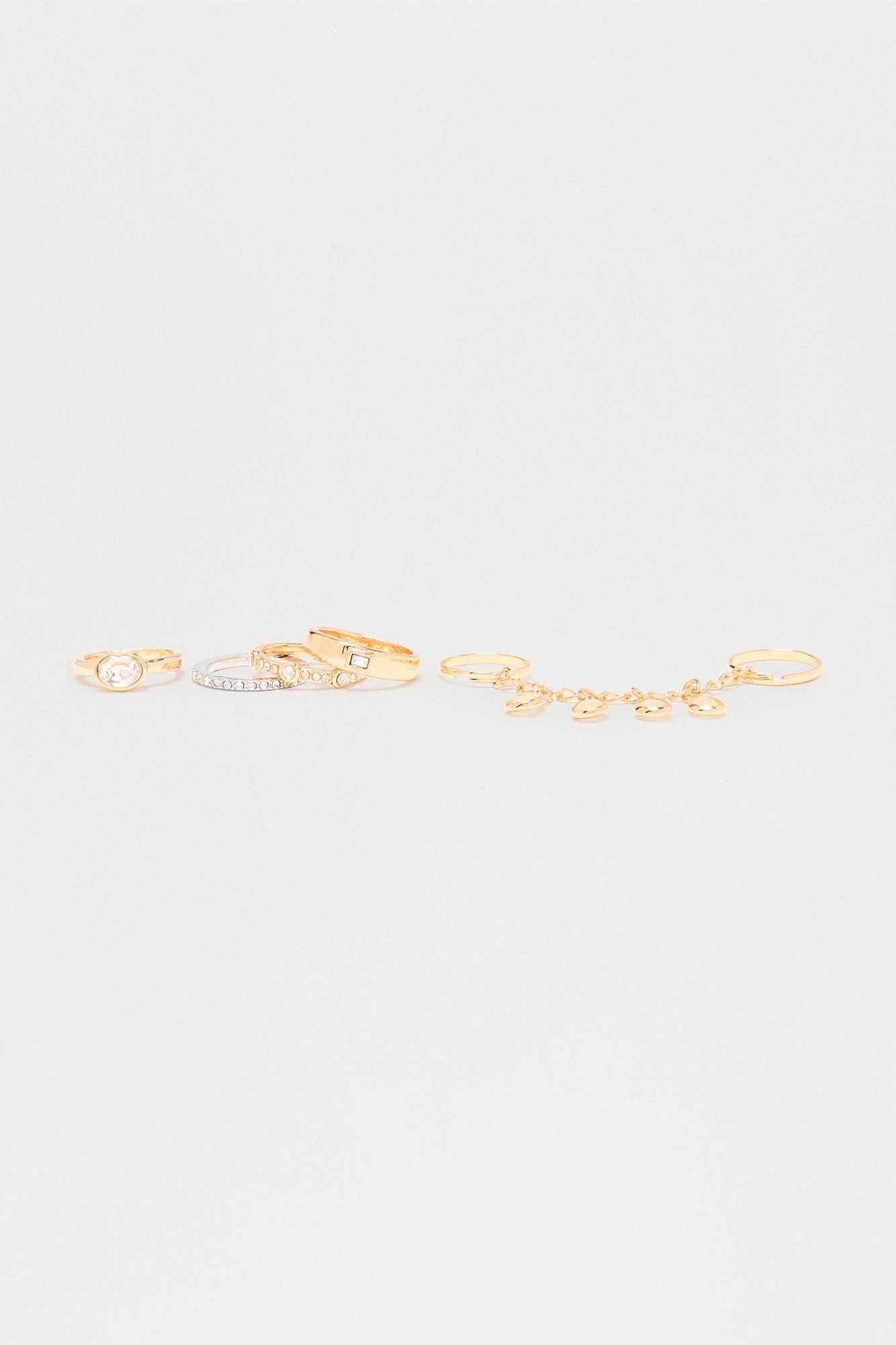 Desert Vibes Jeweled 5 Piece Ring Set - Gold Female Product Image