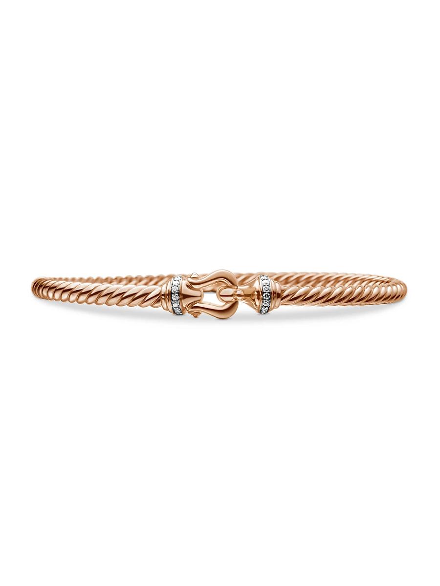 Womens Buckle Bracelet in 18K Rose Gold with Pav Diamonds Product Image