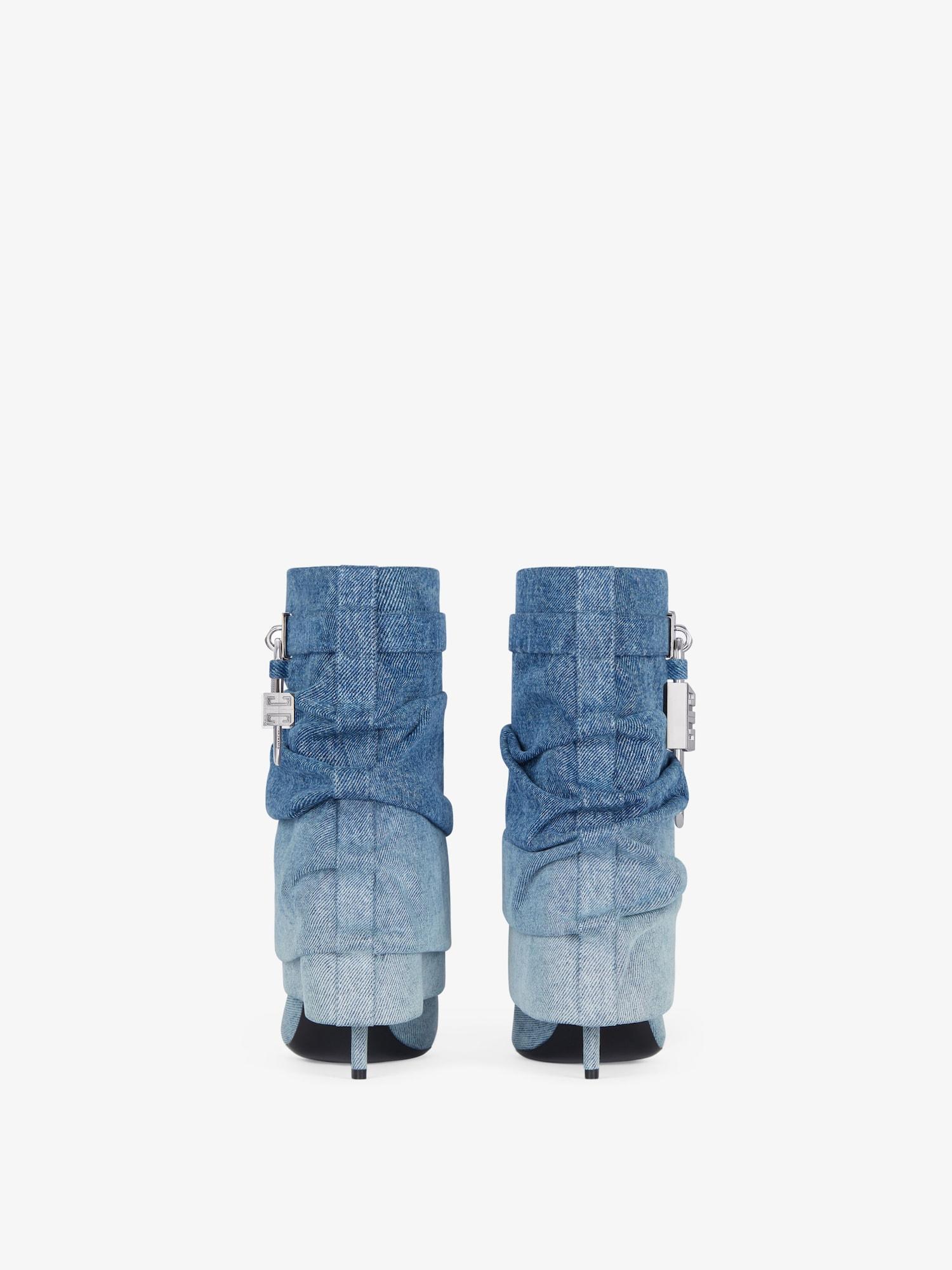 Shark Lock Stiletto ankle boots in gradient denim Product Image