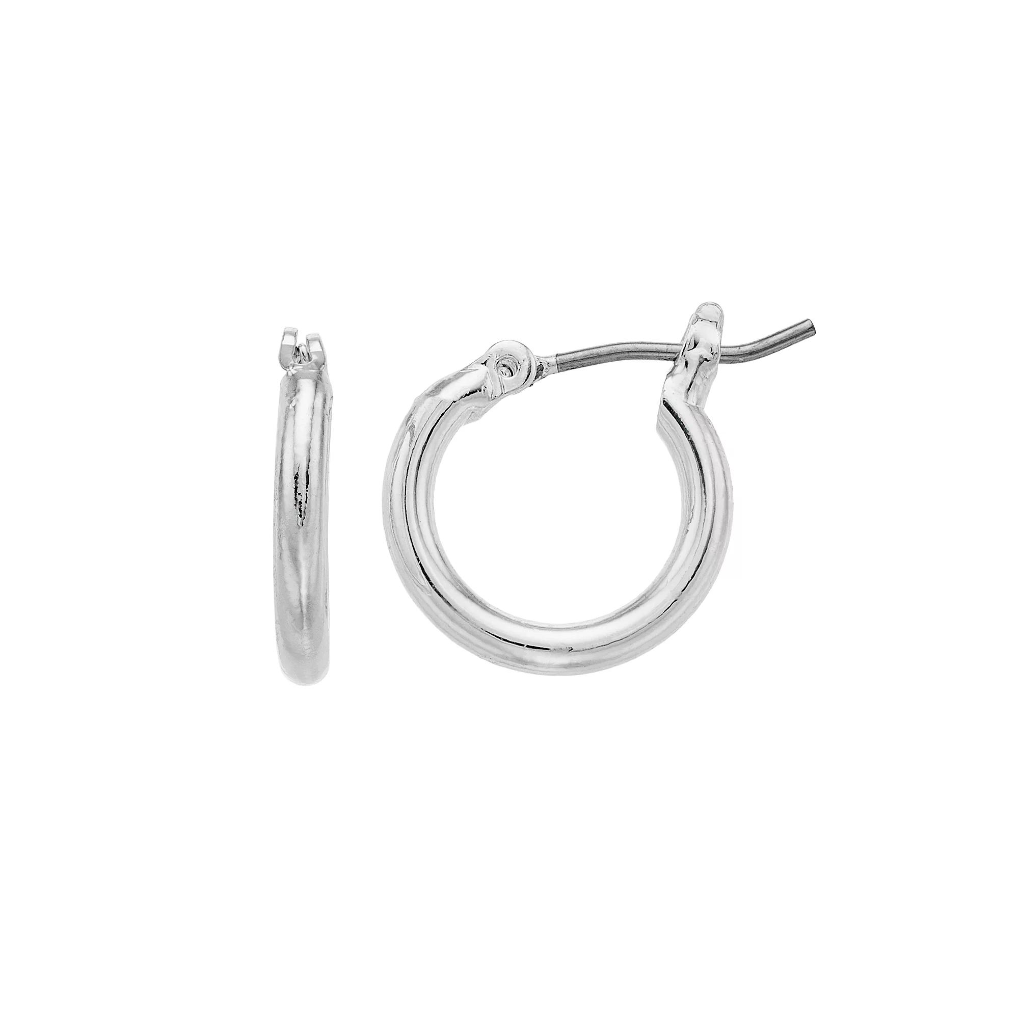 LC Lauren Conrad Silver Tone Nickel Free Hoop Earrings, Women's, Silvertone Product Image