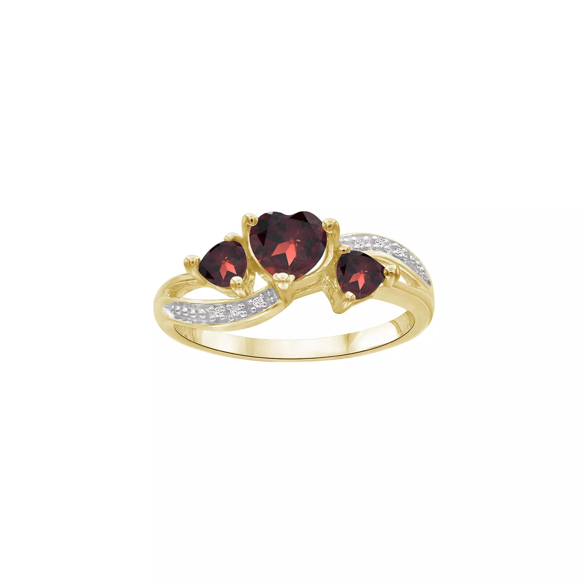 Jewelexcess 14k Gold Over Silver Garnet & Diamond Accent Ring, Women's, Size: 8, Gold Tone Product Image