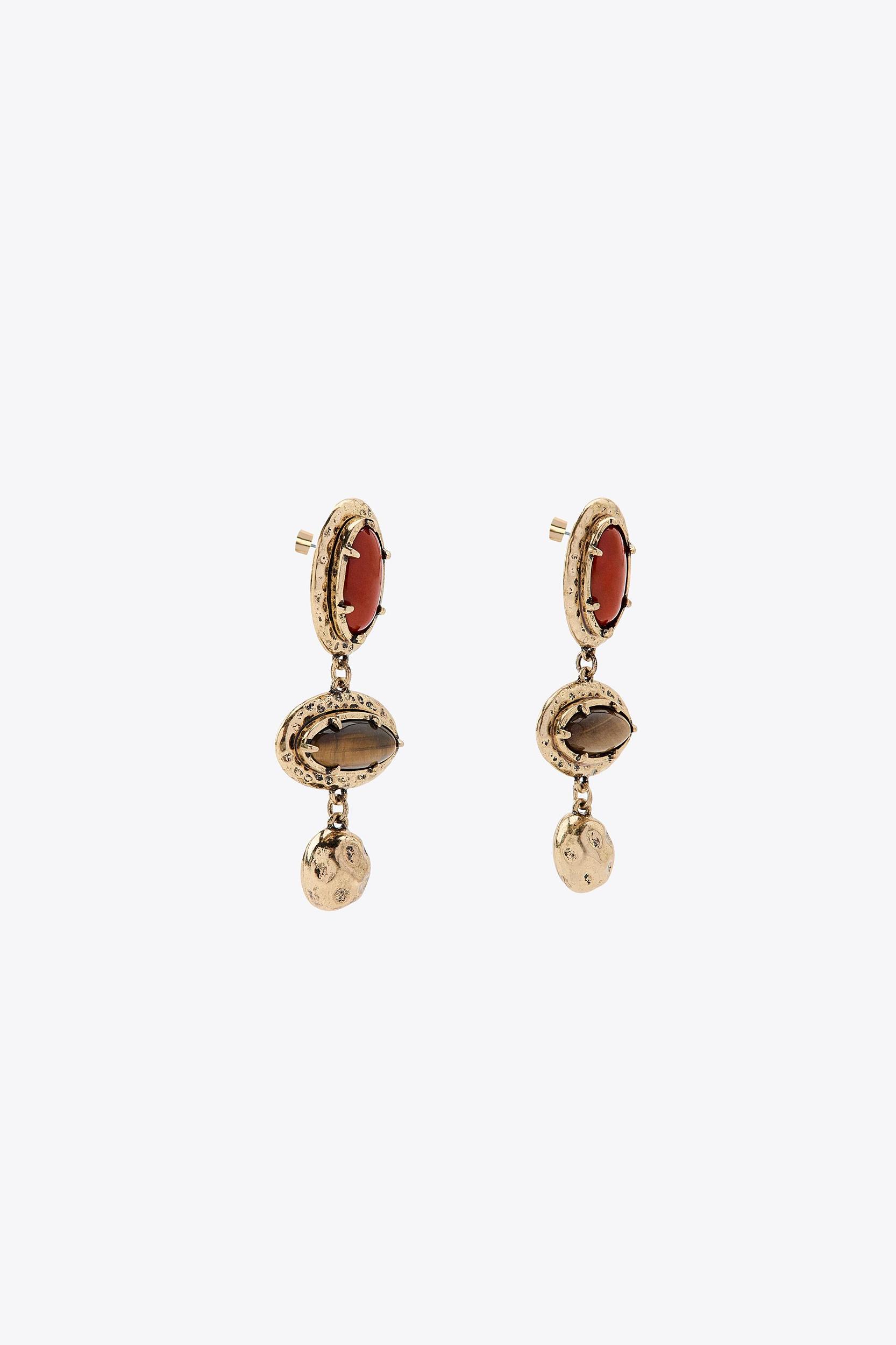 TEXTURED STONE EARRINGS Product Image