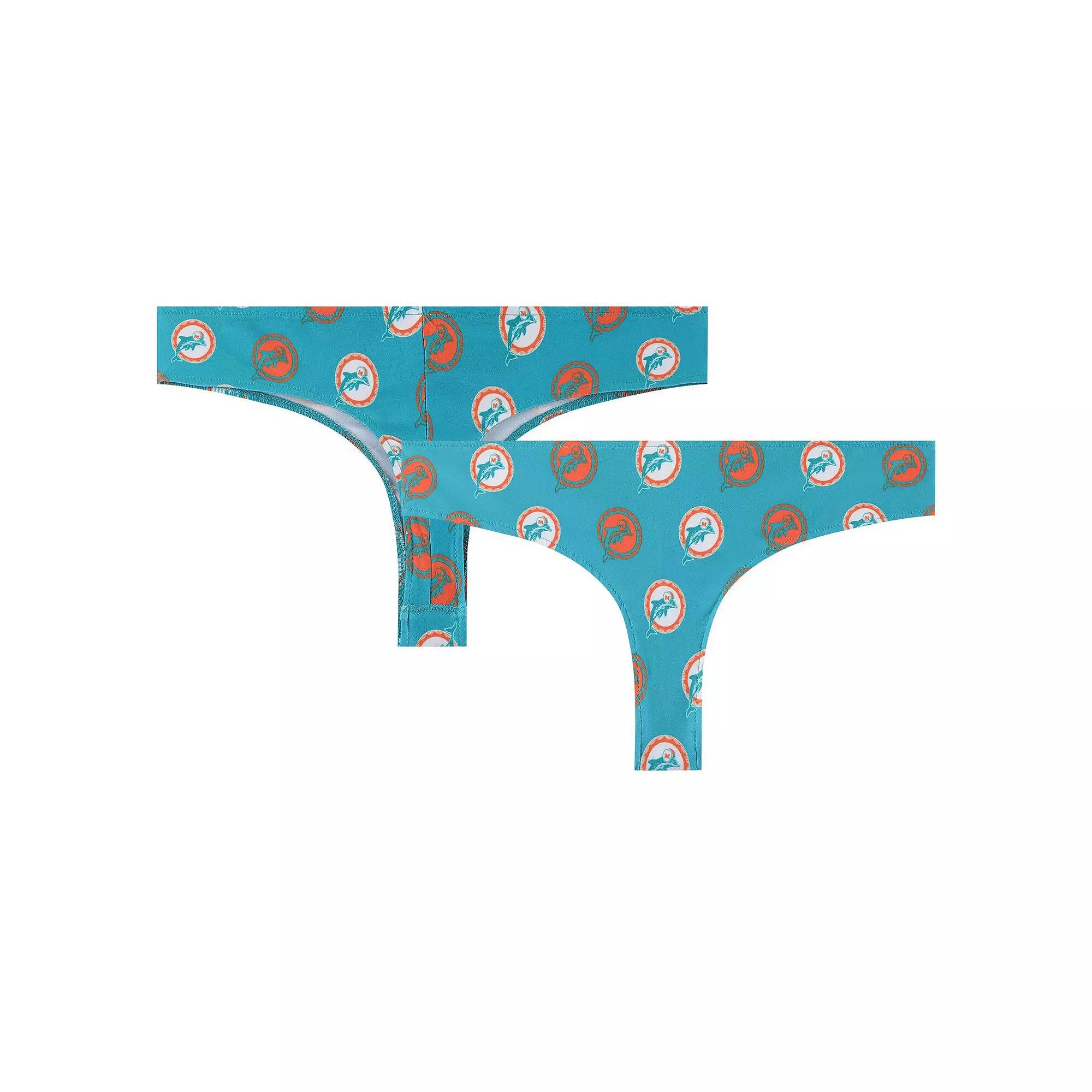 Women's Concepts Sport Aqua Miami Dolphins Record Allover Print Knit Thong,  Product Image