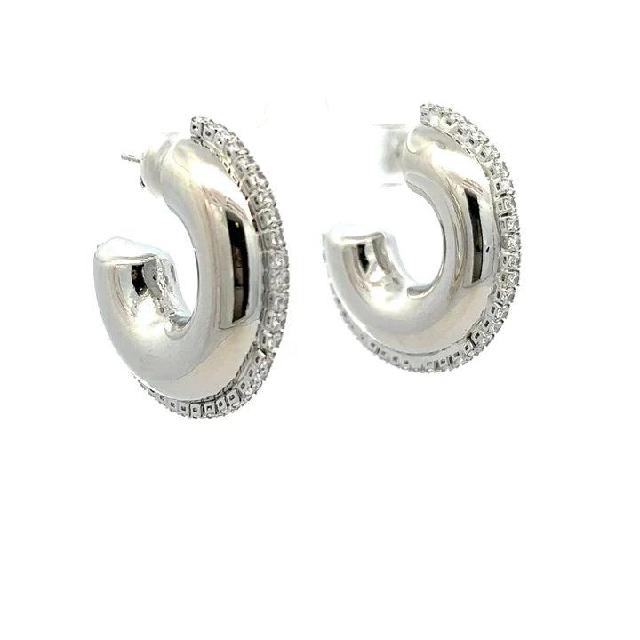 Ella Thick Hoop Rhinestone Earrings Product Image