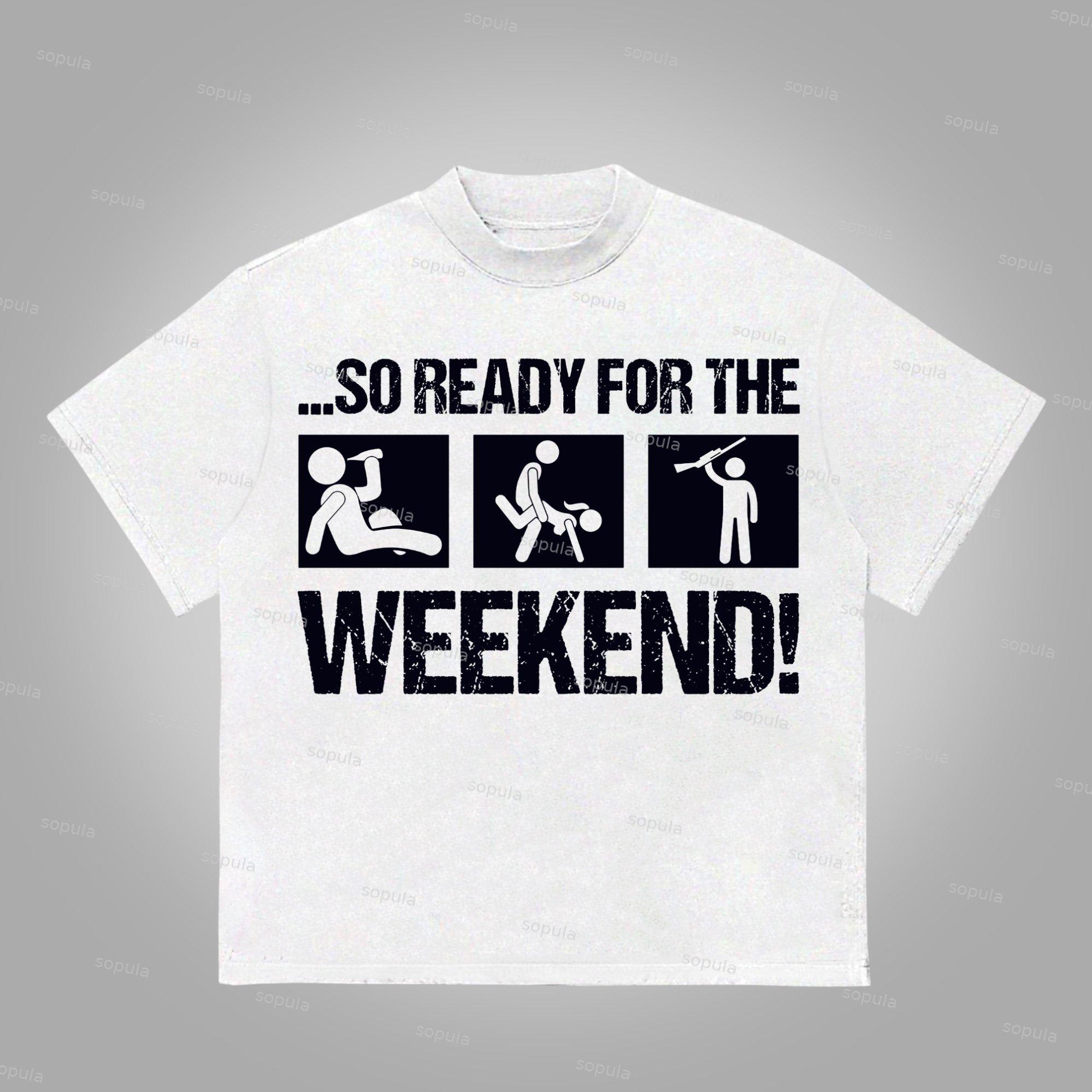 Sopula Essential Graphic Printing For Weekends And Holidays Cotton T-Shirt Product Image