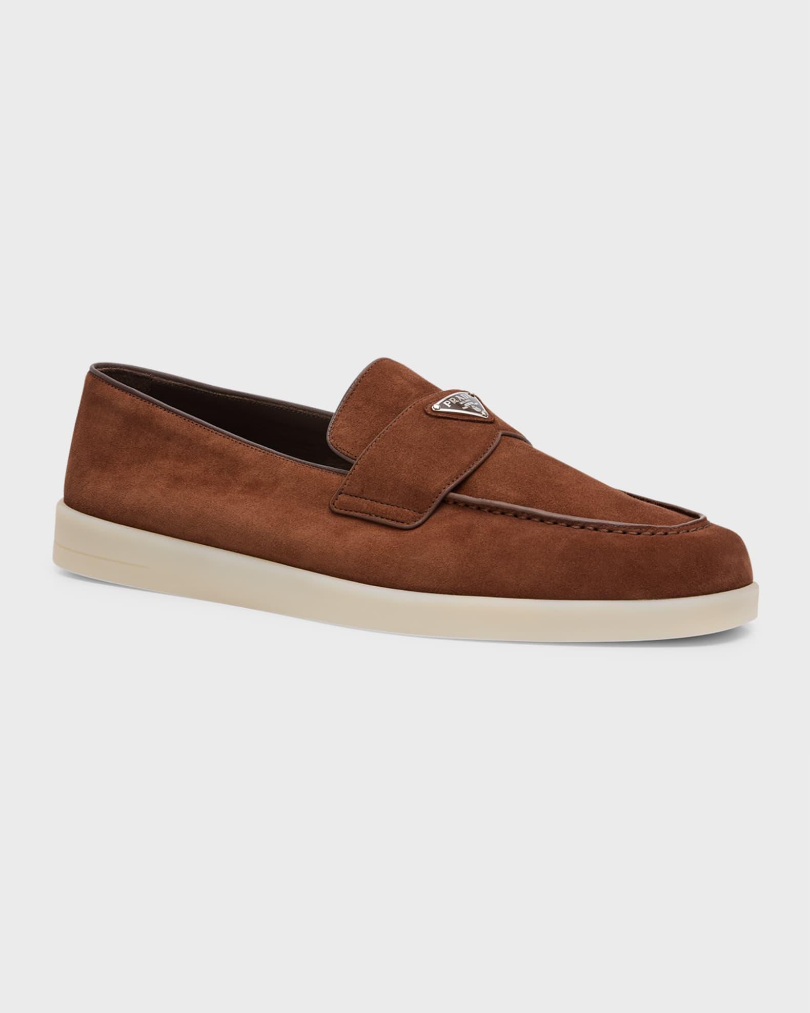 Men's Saint Tropez Triangle Logo Suede Loafers Product Image