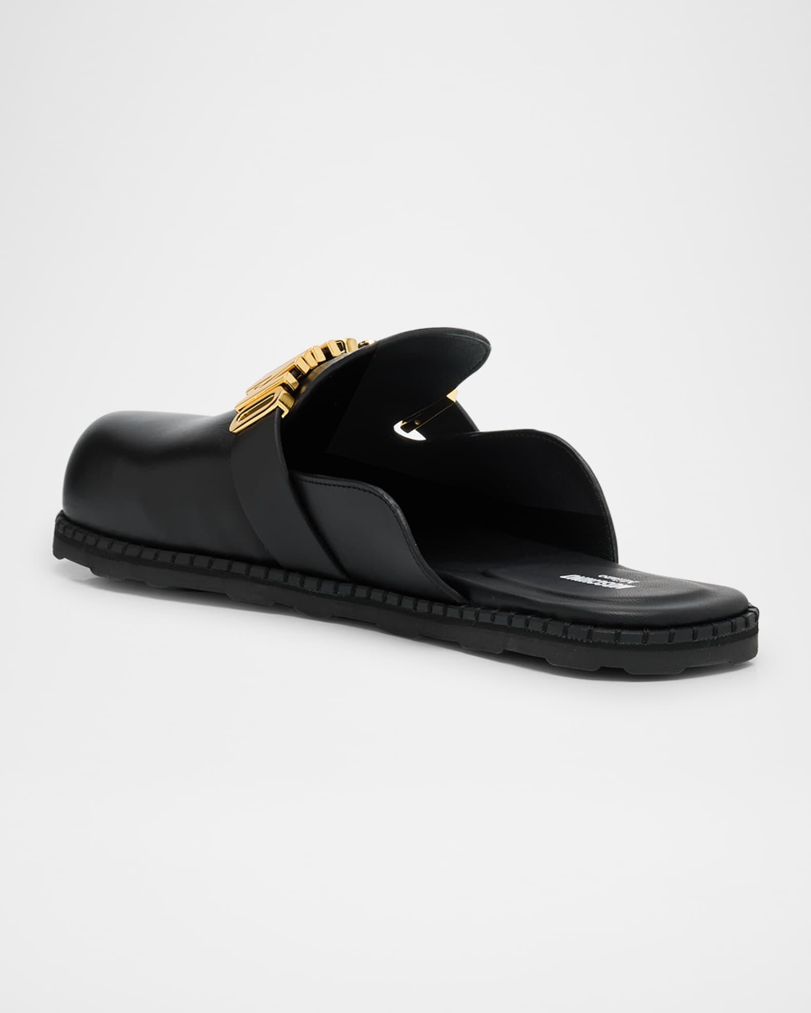 Men's Calfskin Leather Logo Mules Product Image