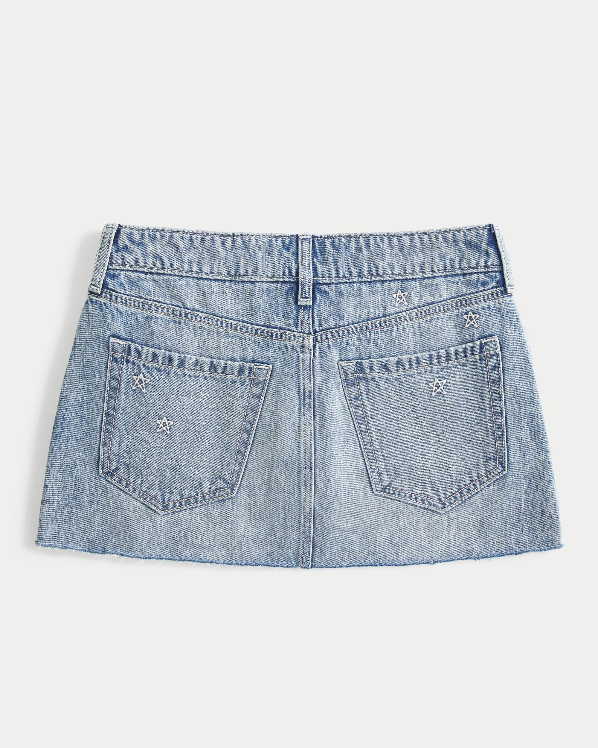 Low-Rise Pink Denim Mini Skort Product Image
