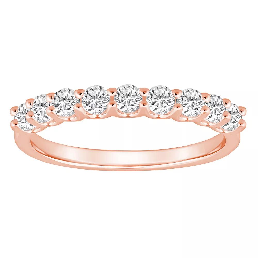 Alyson Layne 14k Gold 5/8 Carat T.W. Diamond 9-Stone Wedding Band, Women's, Size: 8.50, Pink Product Image