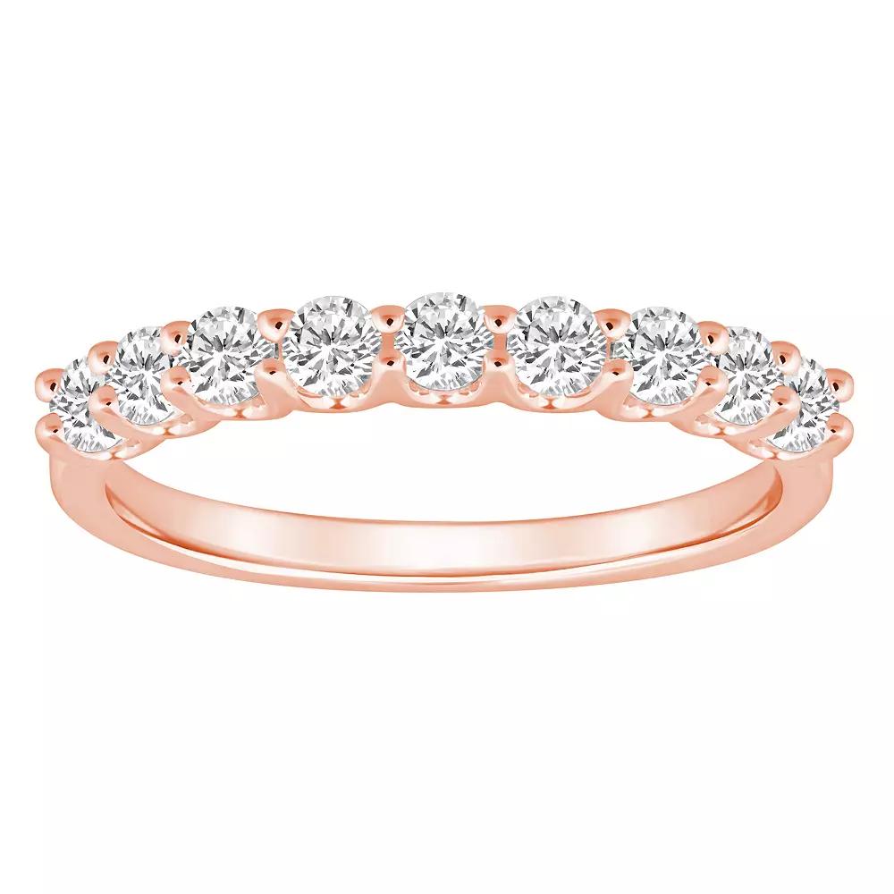 Alyson Layne 14k Gold 5/8 Carat T.W. Diamond 9-Stone Wedding Band, Women's, Size: 8.50, Pink Product Image