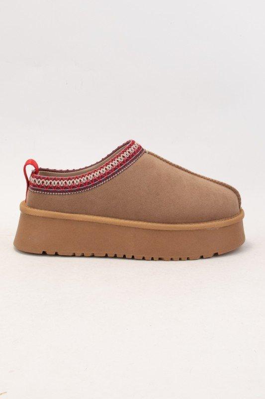 Tessa Camel Platform Cozy Slippers Product Image