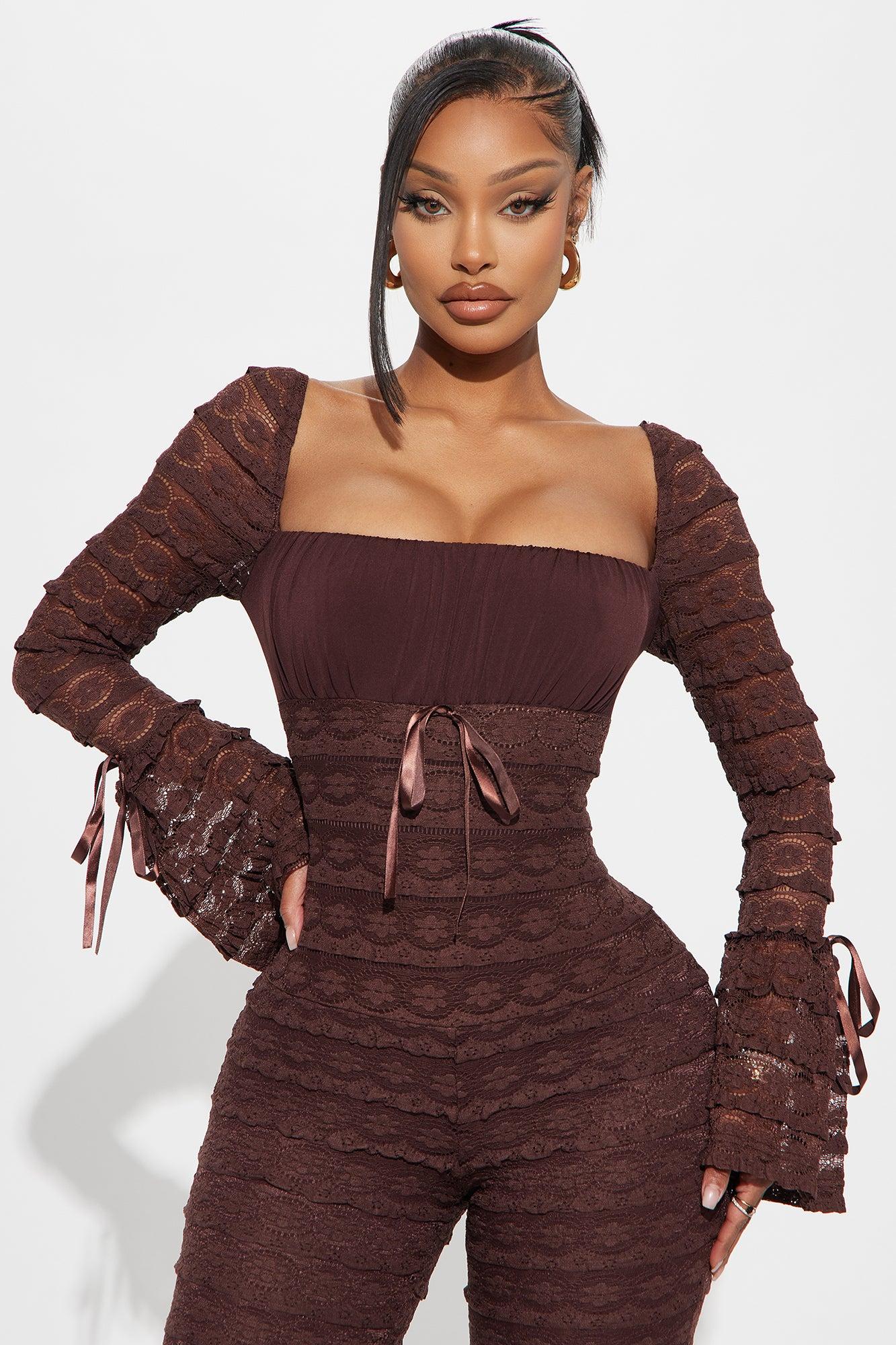 Espresso Lace Jumpsuit - Brown Product Image