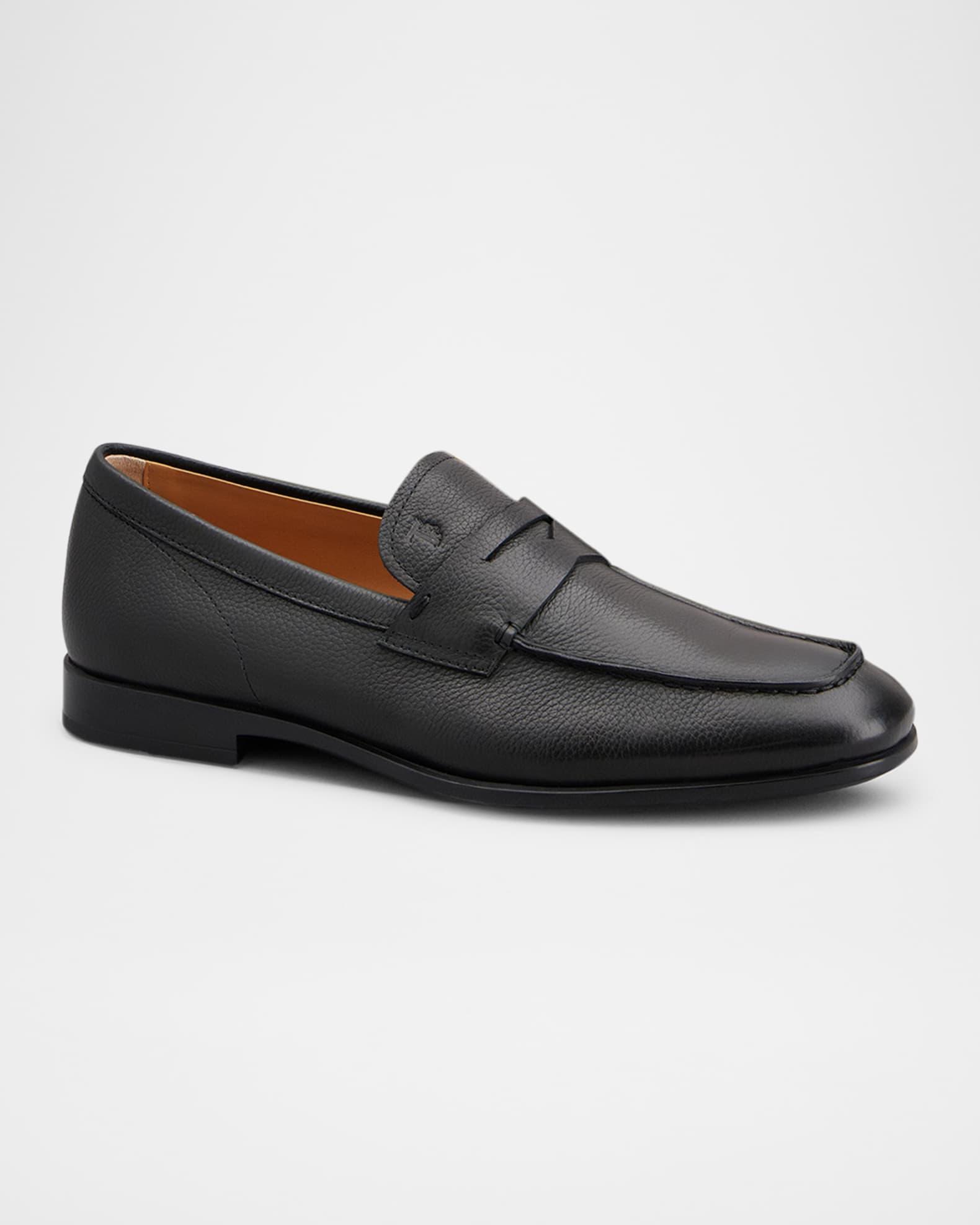 Mens Logo-Detailed Leather Loafers Product Image