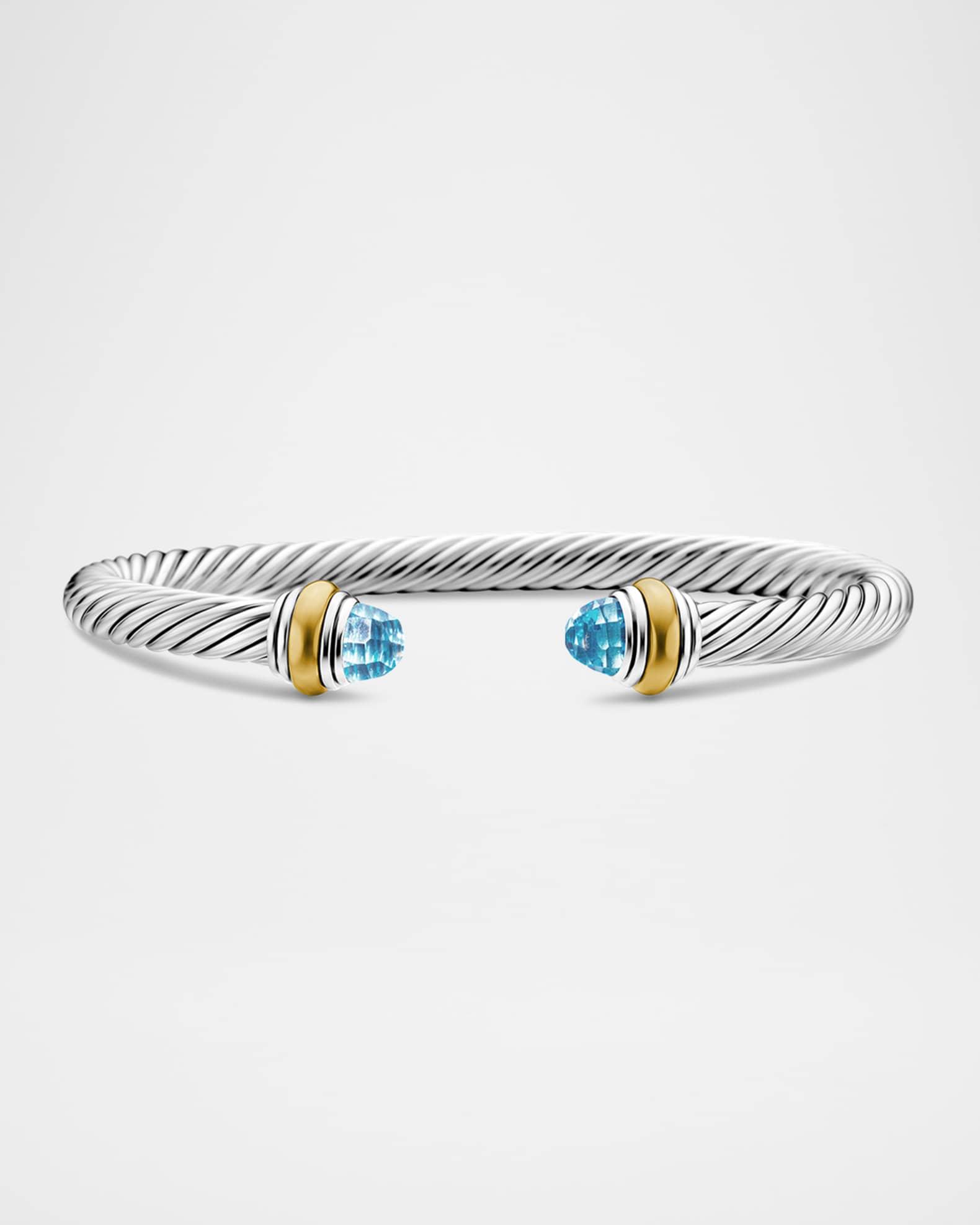 Cable Bracelet with Gemstone in Silver with 14K Gold, 5mm Product Image