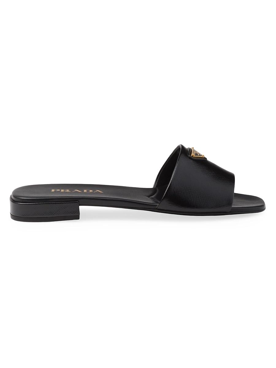 Prada Womens Saffiano Patent Leather Slides Product Image