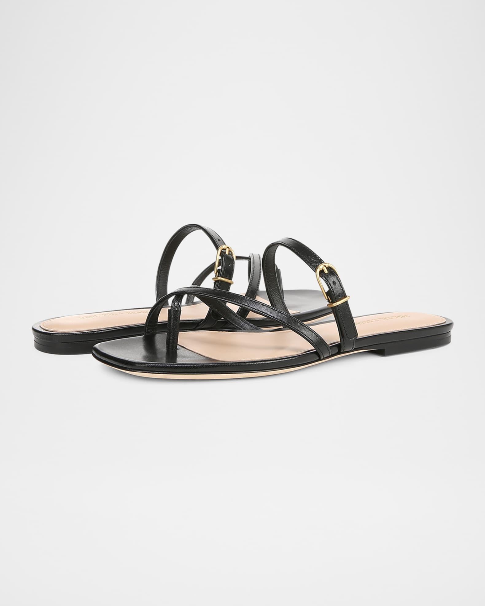 Marthe Crisscross Buckle Flat Slide Sandals Product Image