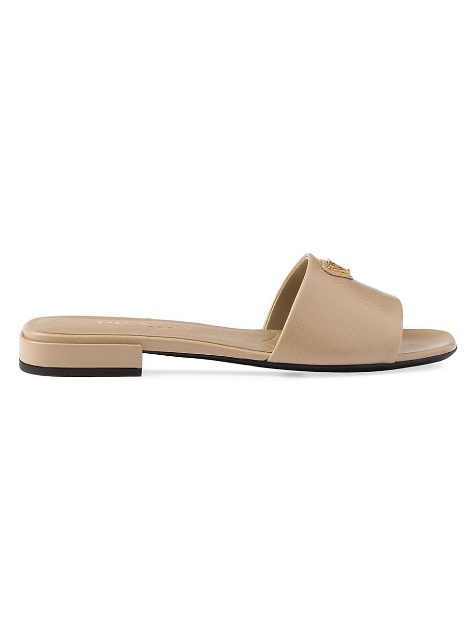 Prada Womens Saffiano Patent Leather Slides Product Image