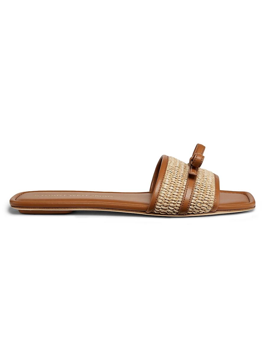 Womens Felicity Raffia & Leather Slides Sandals Product Image