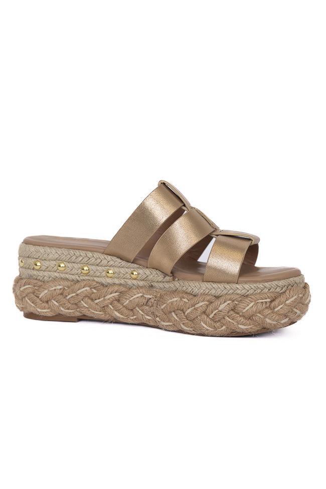 Sidney Gold Distress Slip-on Platform Sandals FINAL SALE Product Image