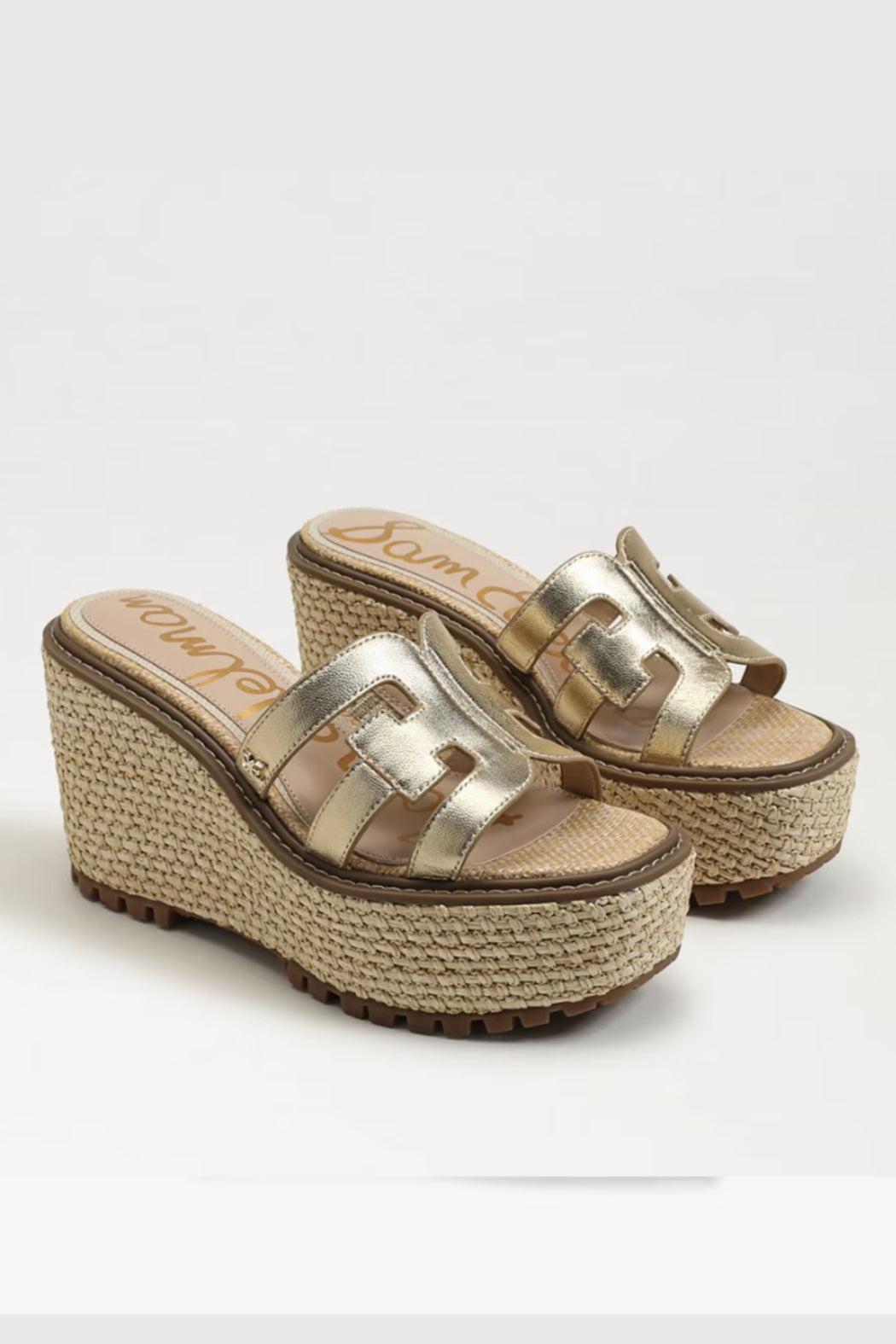 Laine Platform Wedge Sandal- Gold Leather Product Image