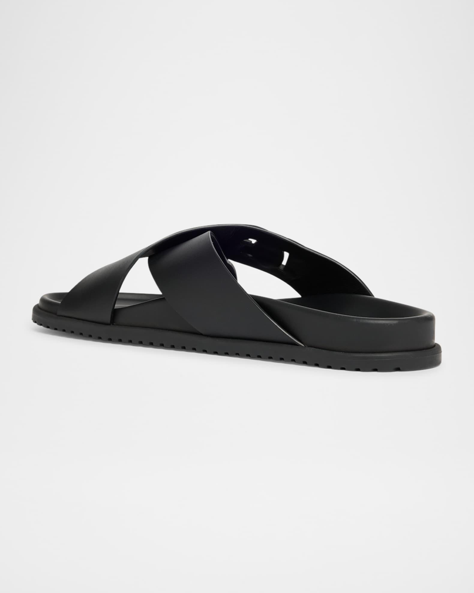 Men's Crisscross Leather Logo Slide Sandals  Product Image