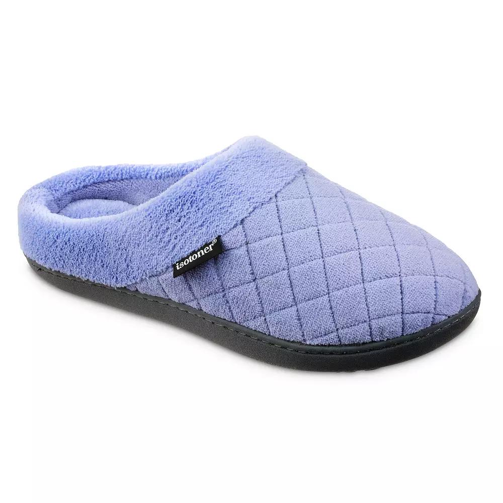 isotoner Diamond Quilted Microterry Hoodback Women's Slippers, Size: XL, Purple Product Image