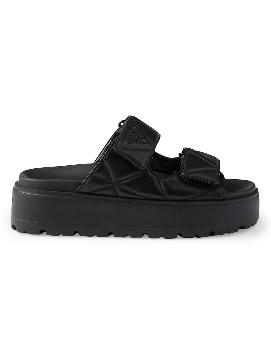 Prada Womens Padded Nappa Leather Slides Product Image