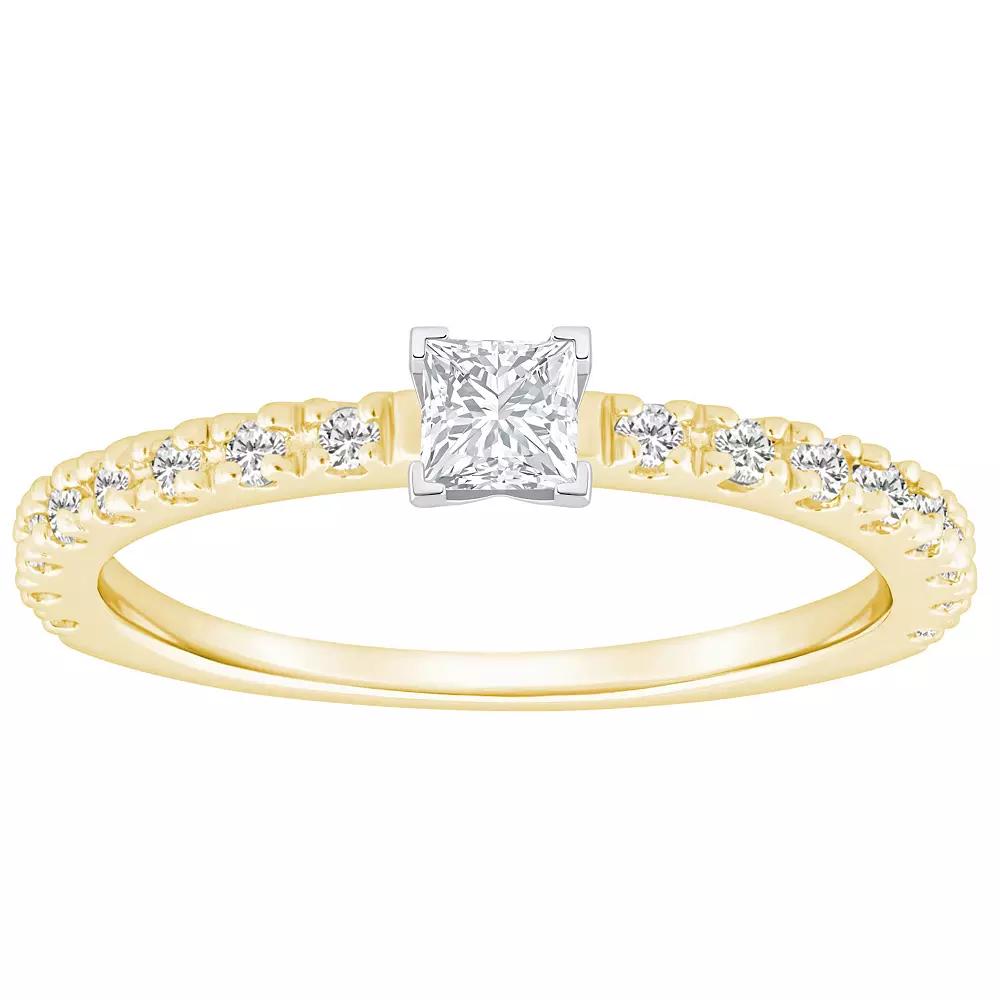 Alyson Layne 14k Gold 1/2 Carat T.W. Diamond Princess Cut Embellished Band Engagement Ring, Womens 14k Two Tone Rose Gold Product Image