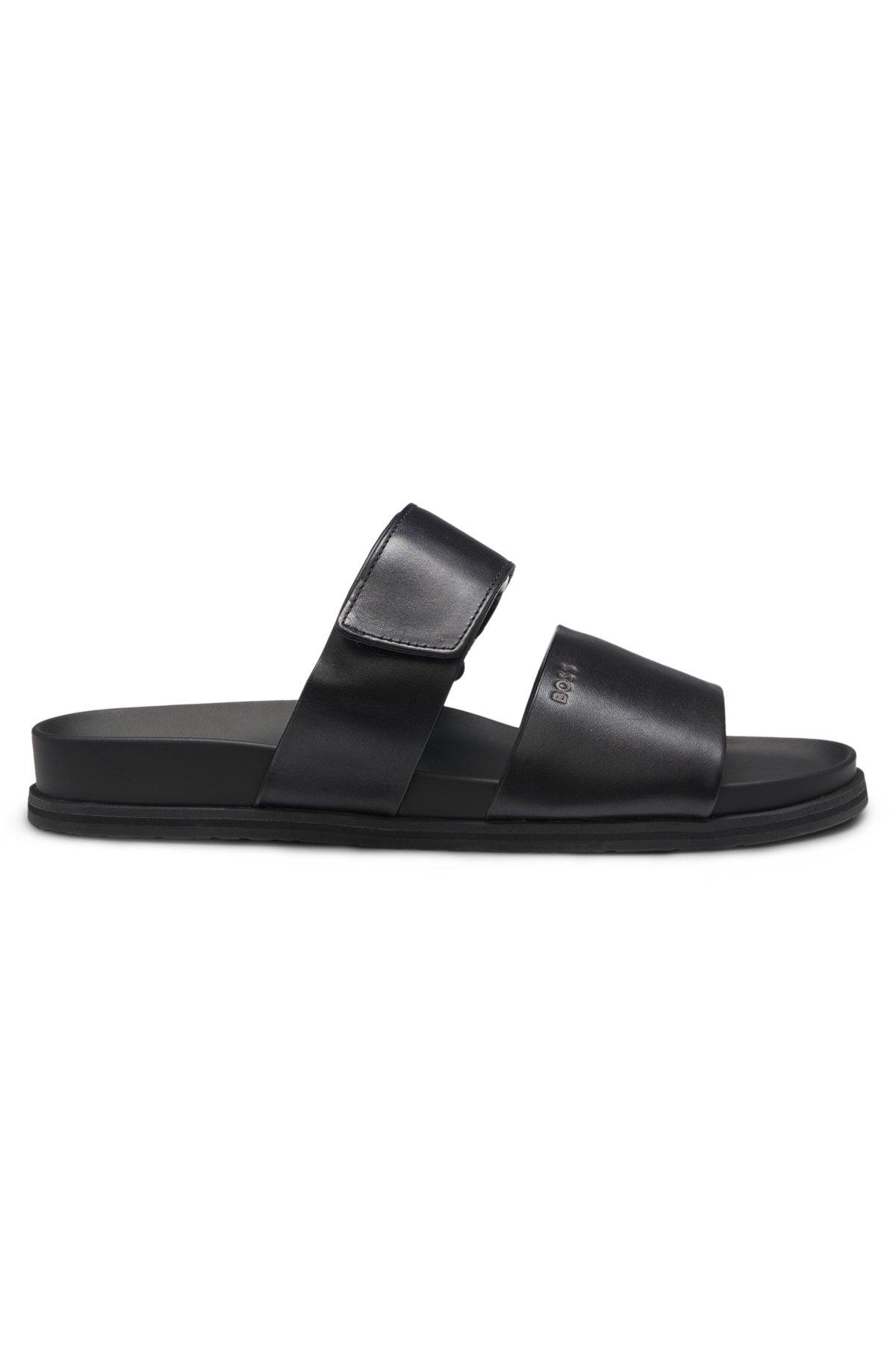 Leather slides with riptape strap Product Image